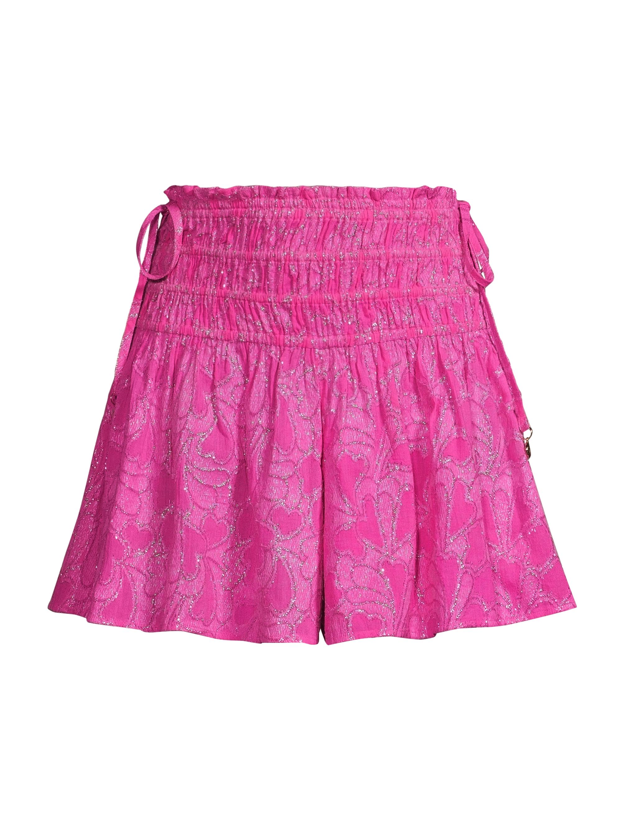 Milly Women's Wendy Heart Cotton-Blend Jacquard Smocked Shorts - Pink