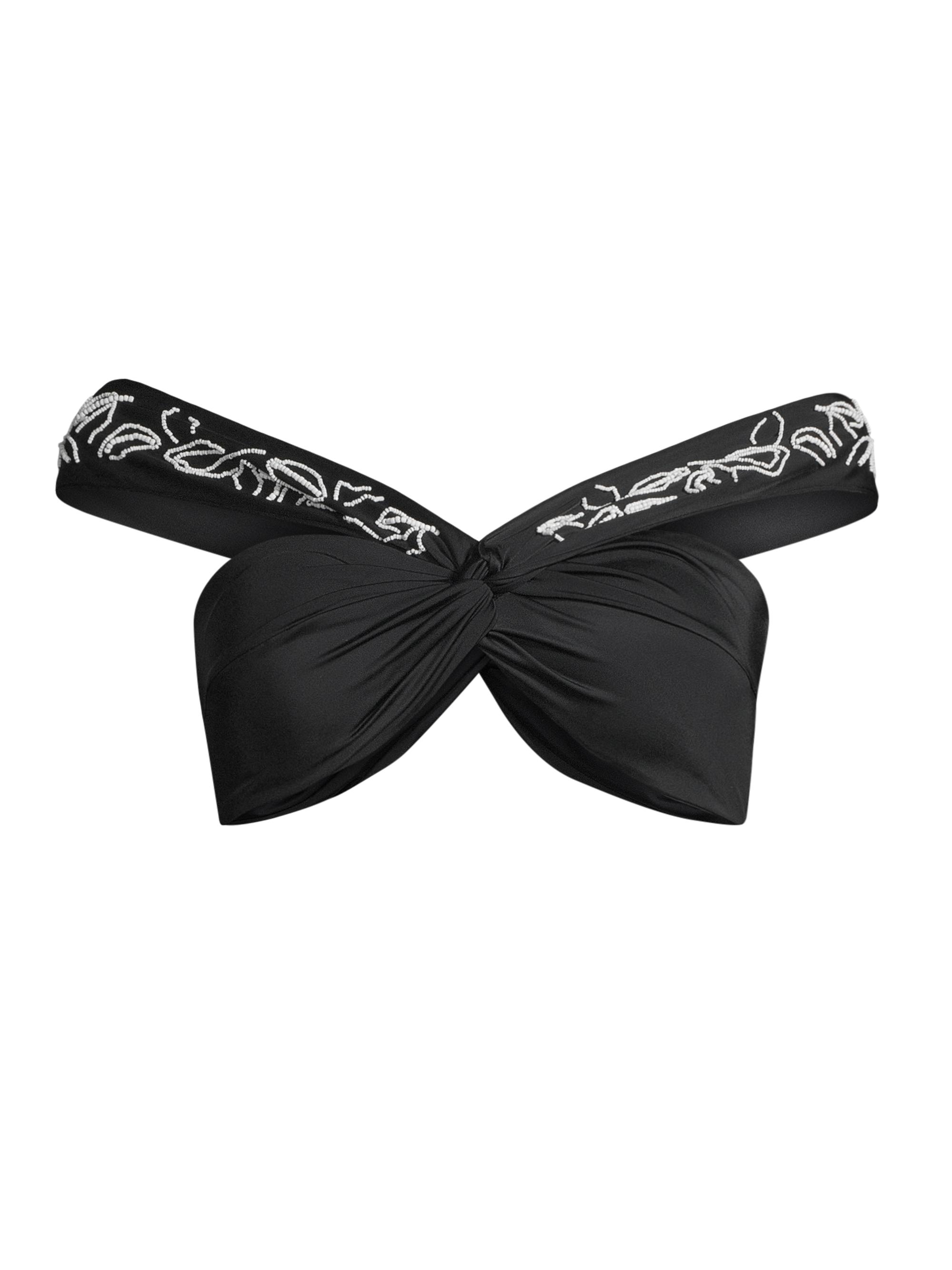 Milly Women's Beaded Off-the-Shoulder Bikini Top - Black