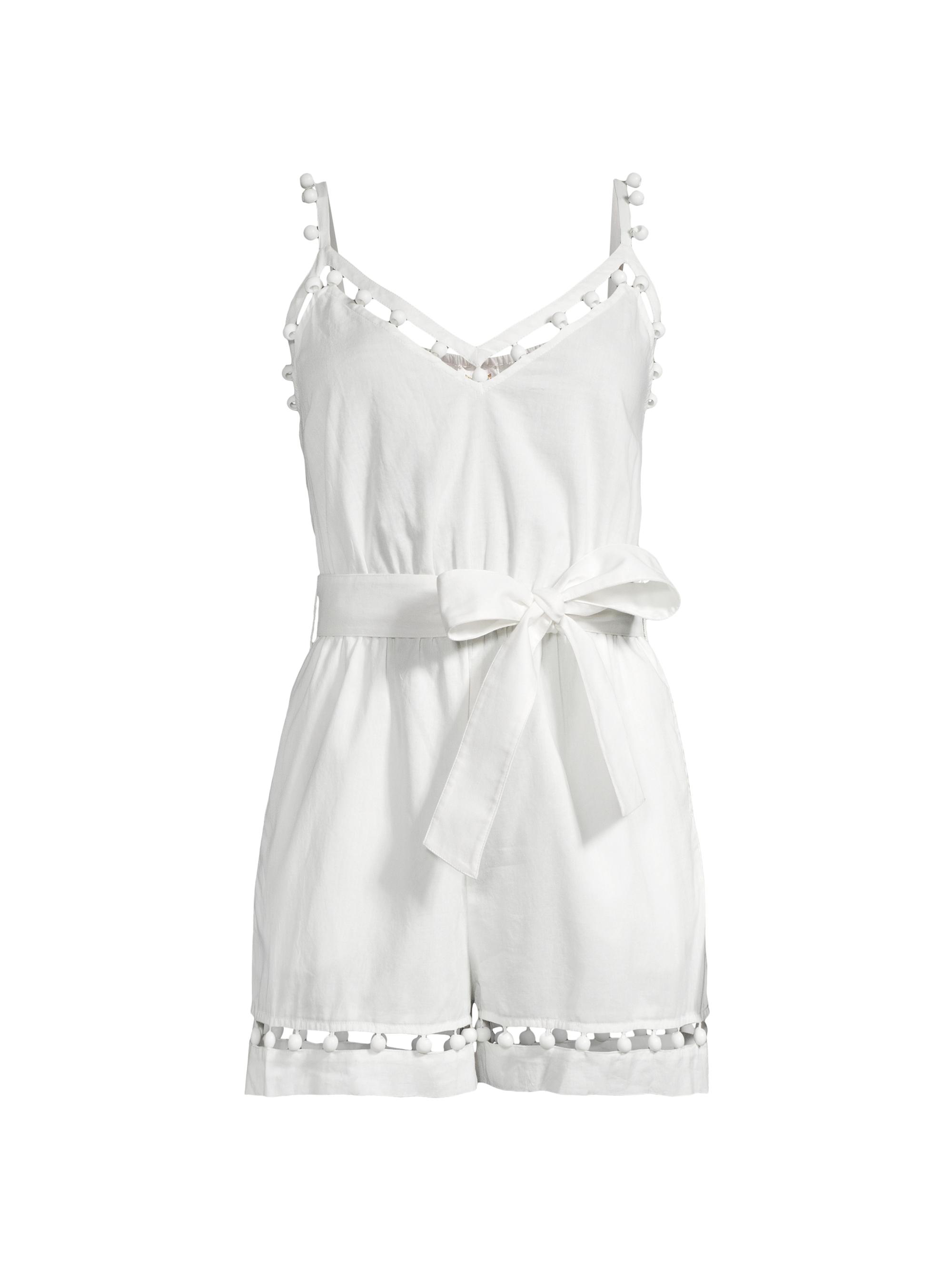 Milly Women's Beaded Cotton Voile Romper - White