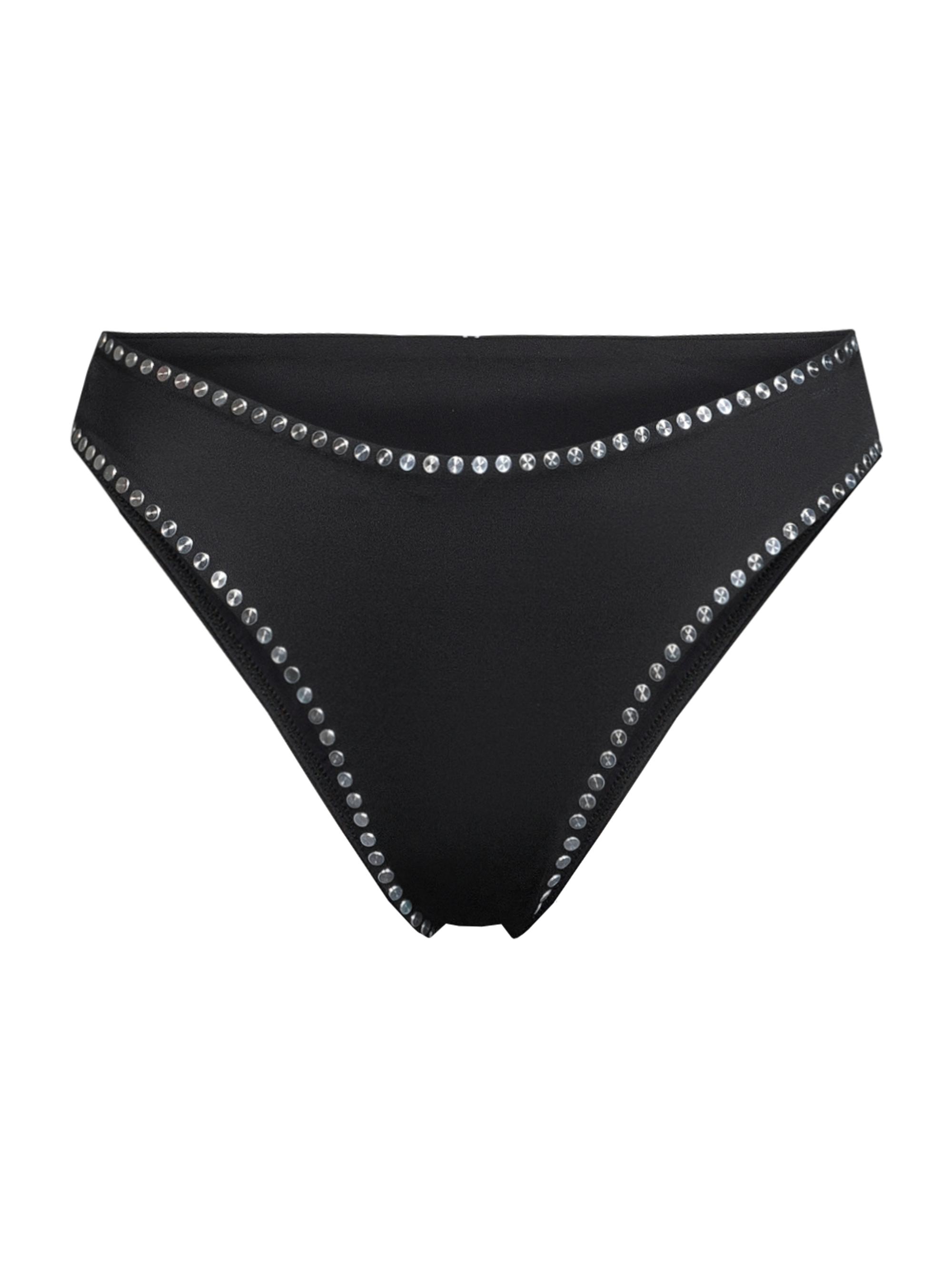 Milly Women's Studded Mid-Rise Bikini Bottom - Black