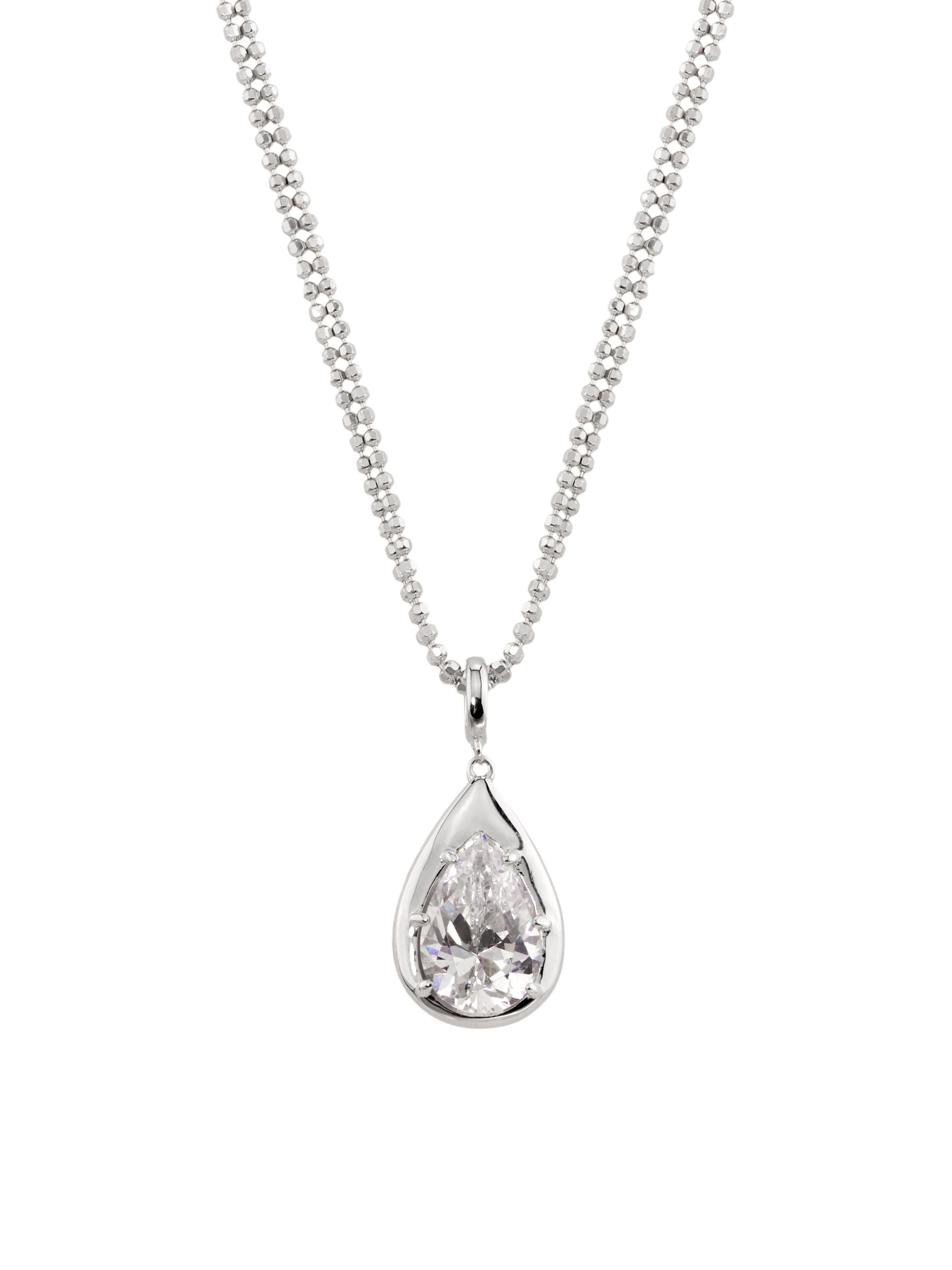 Adriana Orsini Women's Sunny Cubic Zirconia Teardrop Pendant Necklace - Rhodium