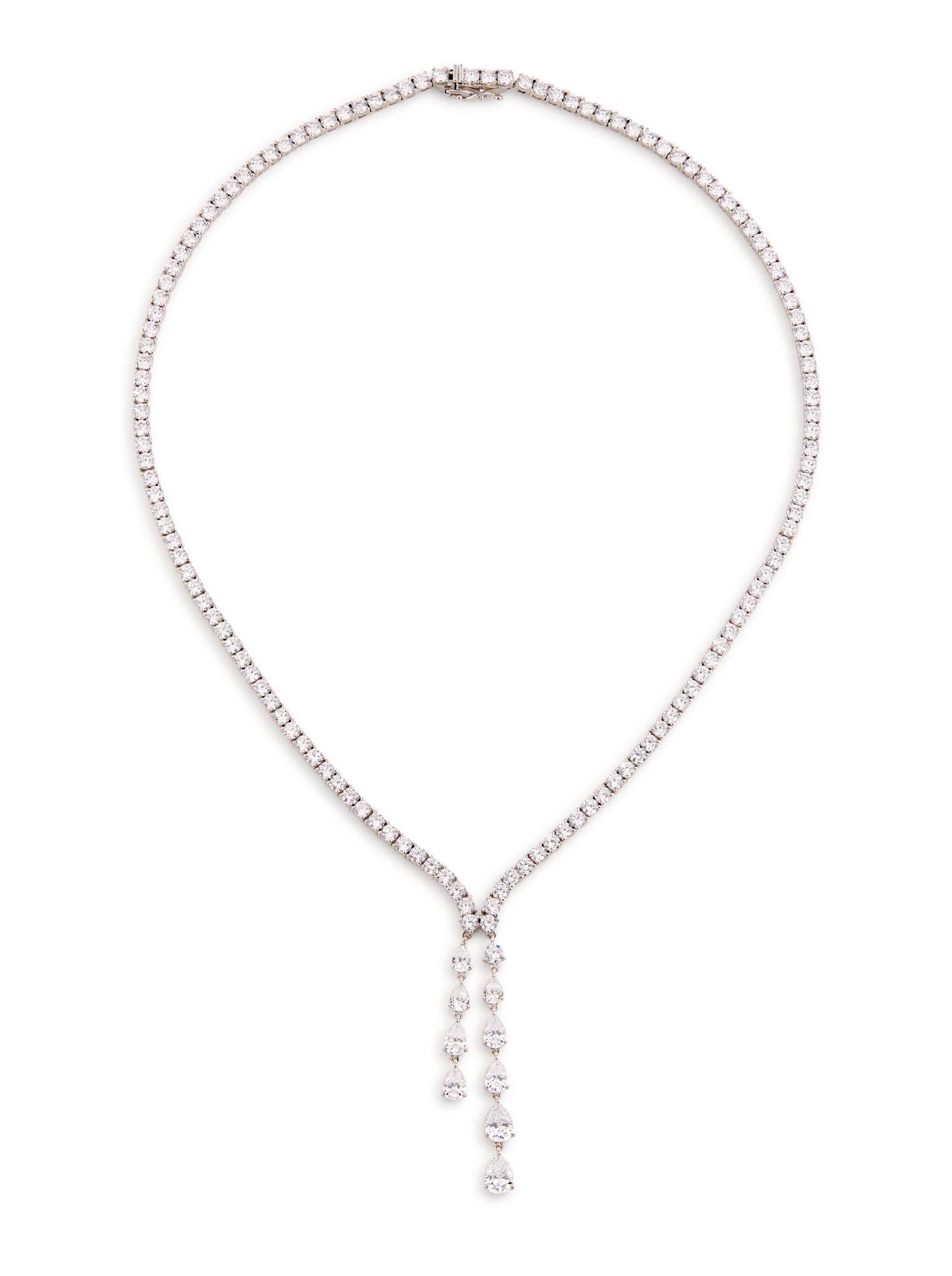 Adriana Orsini Women's Willow Rhodium-Plated & Cubic Zirconia Y Necklace - Rhodium