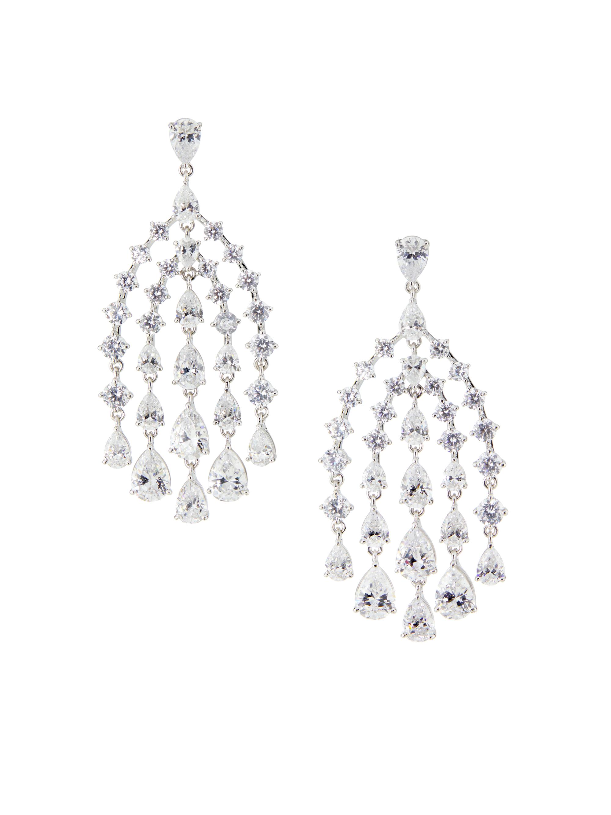 Adriana Orsini Women's Willow Cubic Zirconia Chandelier Earrings - Rhodium
