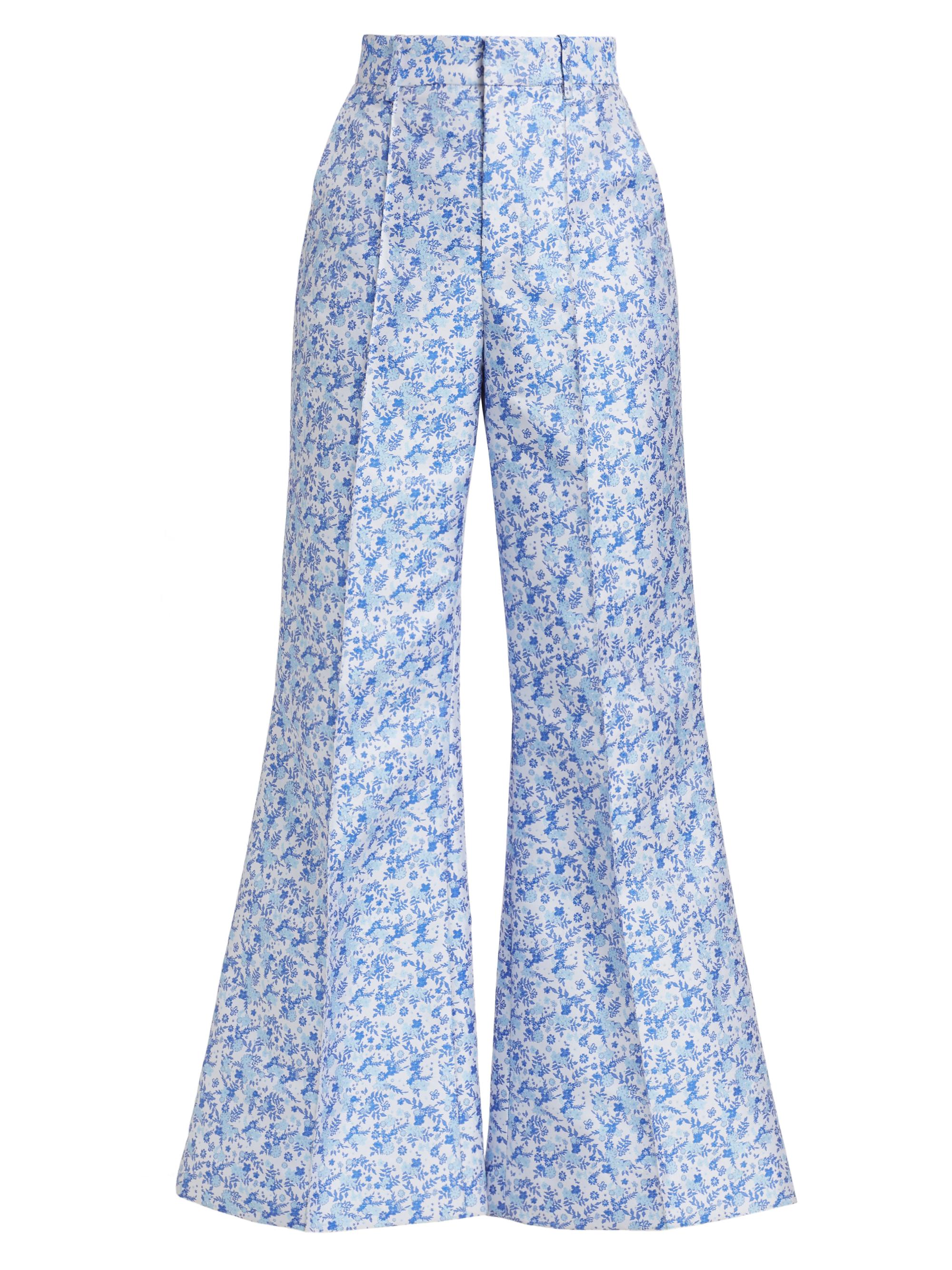 Rosie Assoulin Women's Floral Jacquard Flared Pants - Blue
