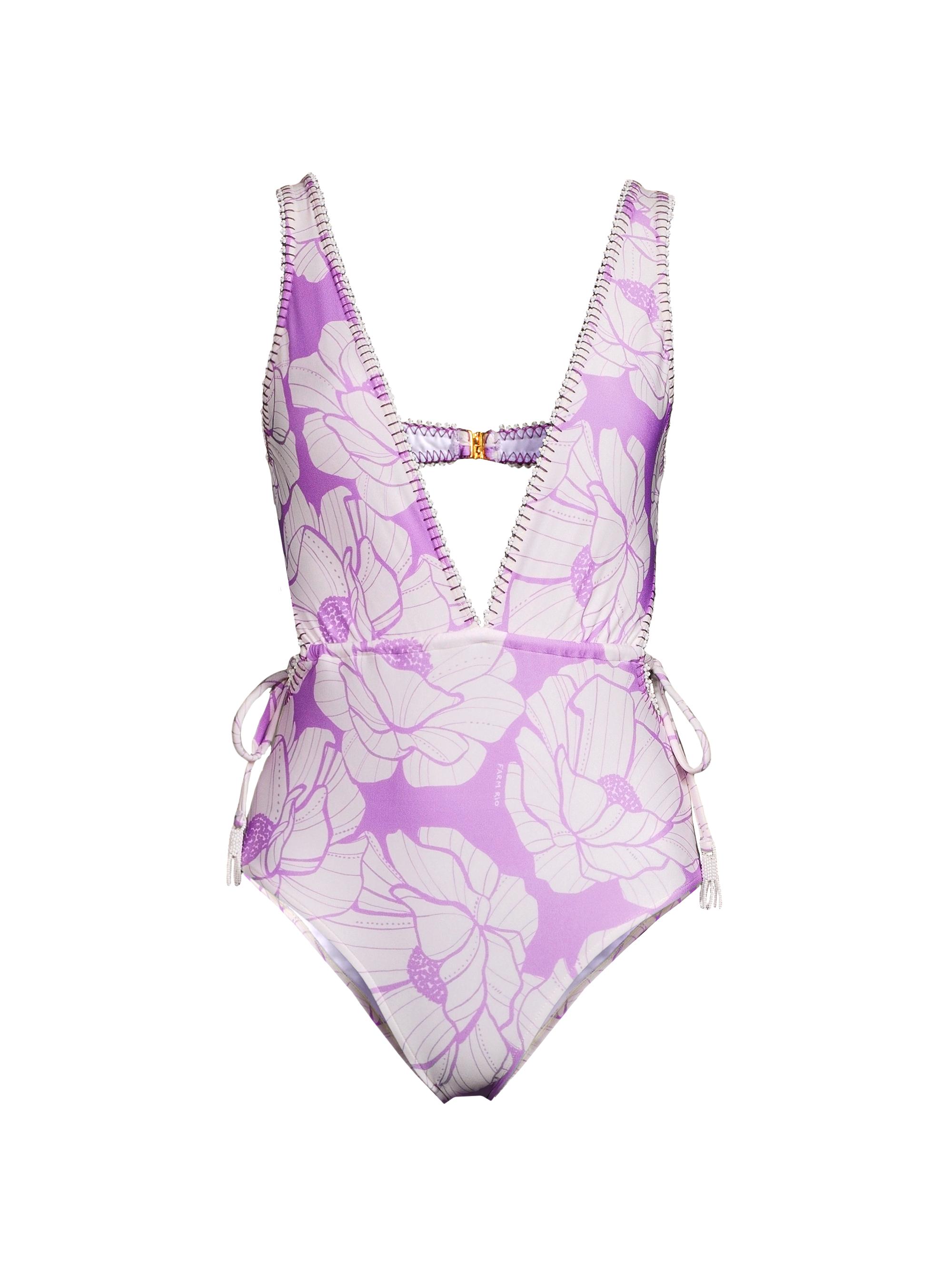 Farm Rio Women's Paula Floral One-Piece Swimsuit - Paula Floral Lilac