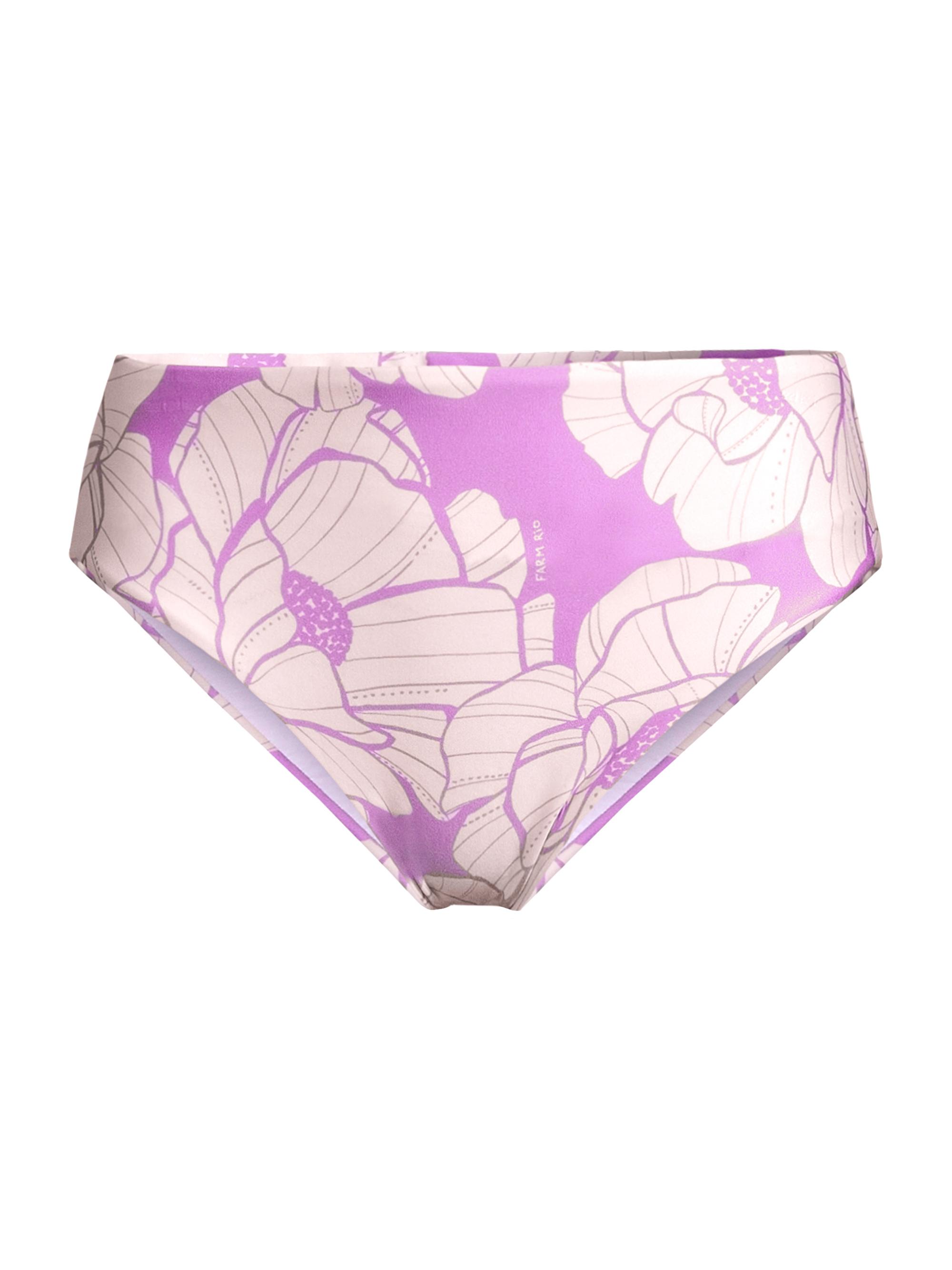Farm Rio Women's Paula Floral Mid-Rise Bikini Bottoms - Paula Floral Lilac