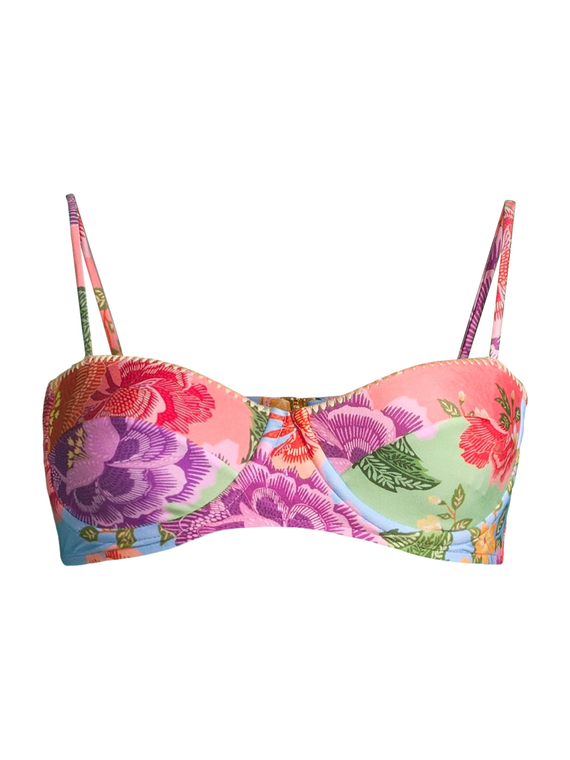 Farm Rio Women's Flower Scarves Bikini Top - Flower Scarves Multi