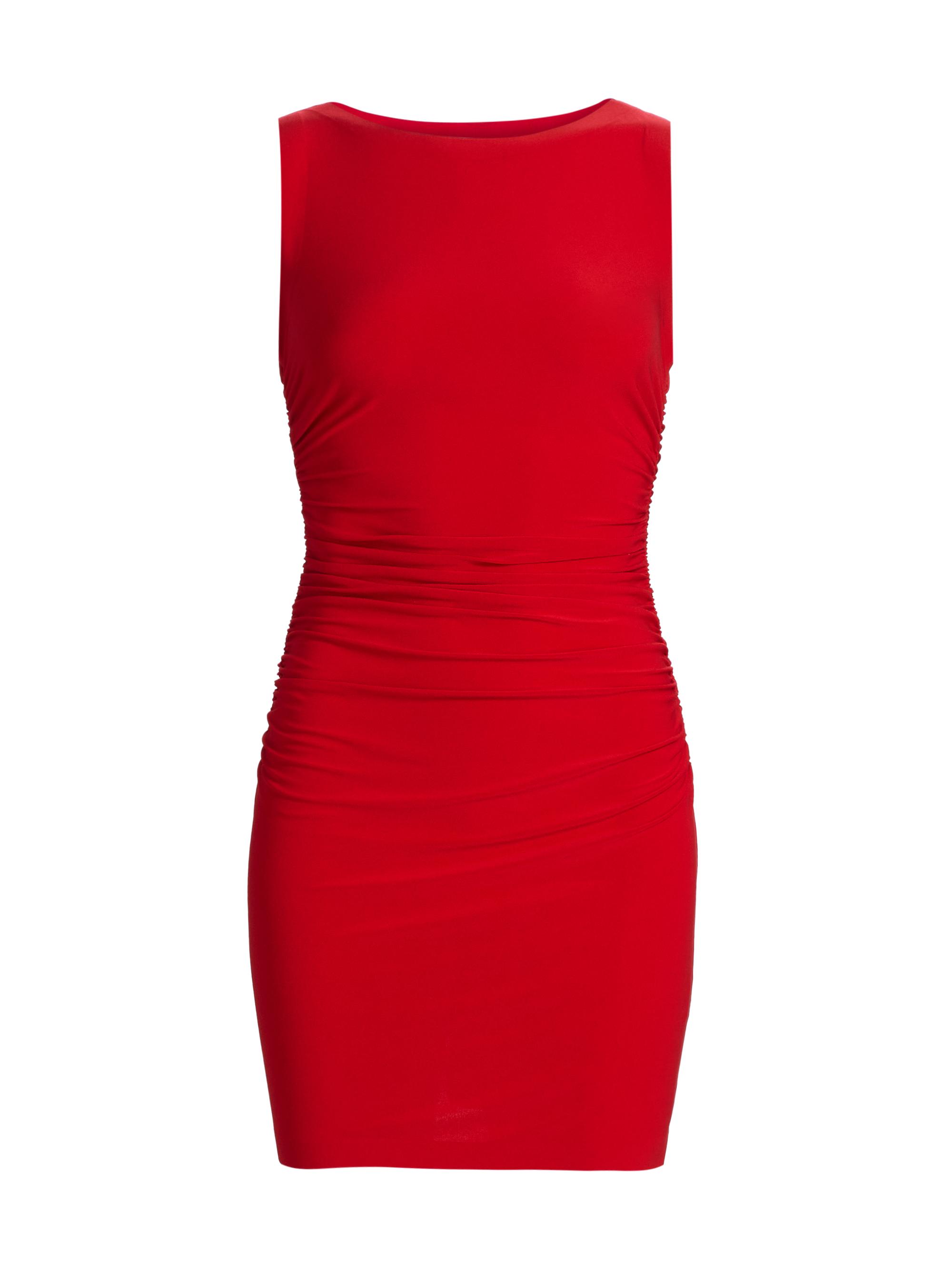 Norma Kamali Women's Shirred Slim-Fit Minidress - Tiger Red