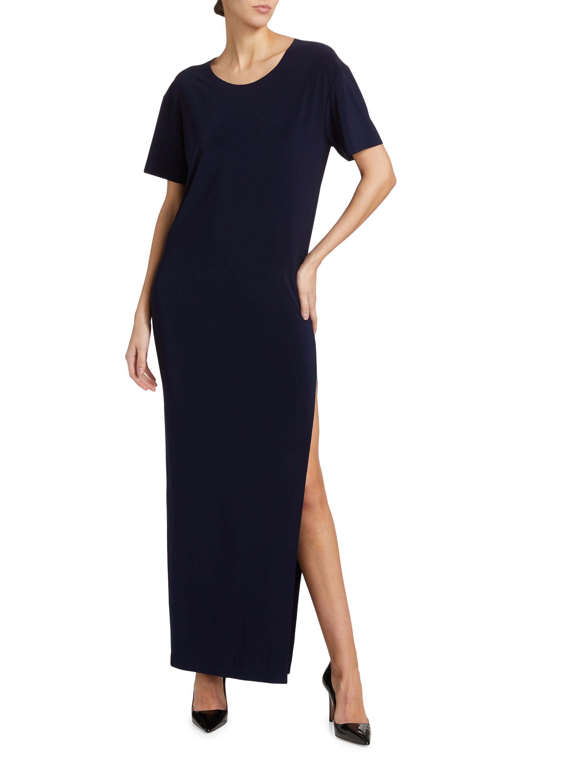Norma Kamali Jersey Slit T-Shirt Maxi Dress