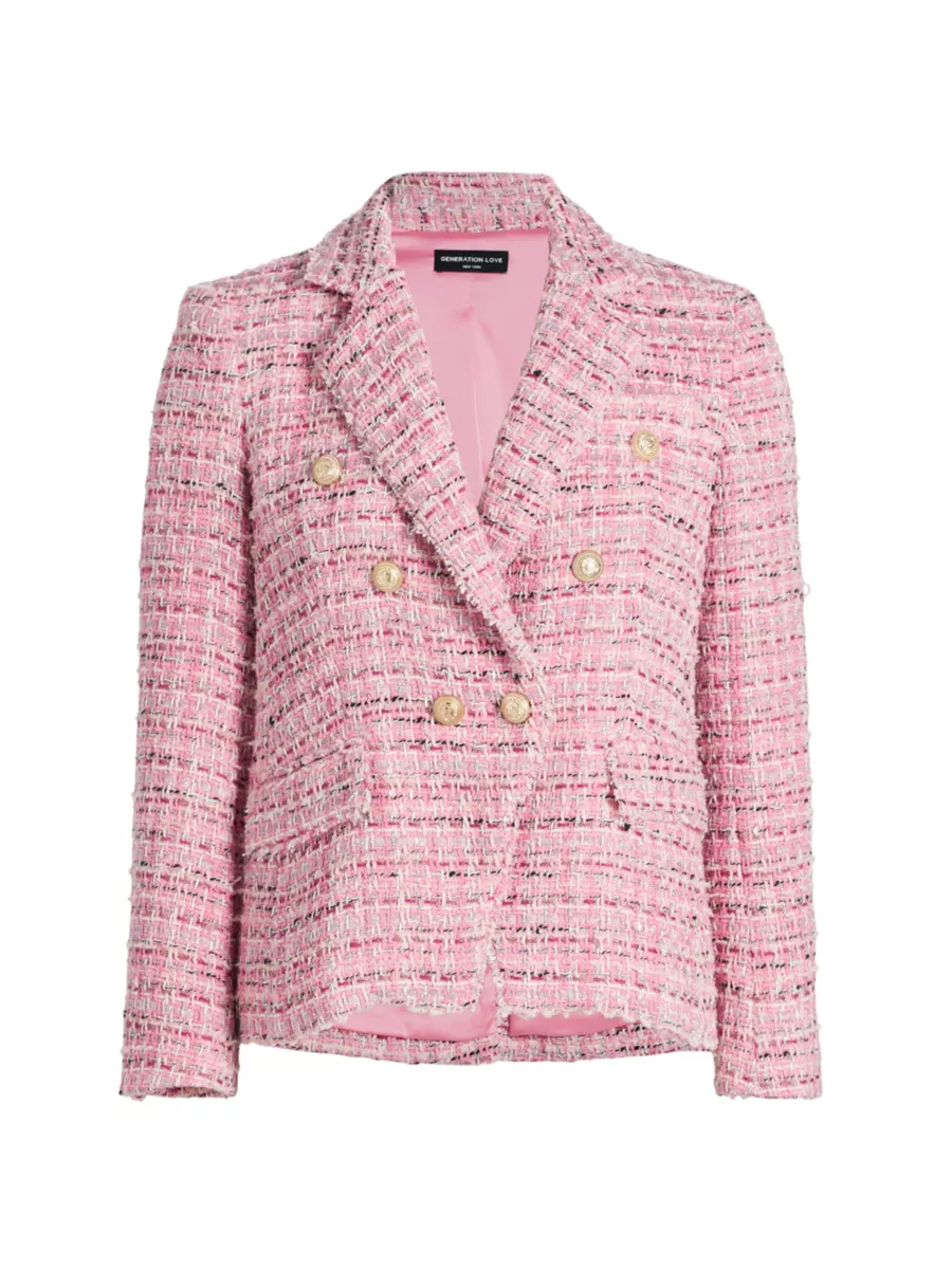 Shop Generation Love Eliza Tweed Double-Breasted Blazer
