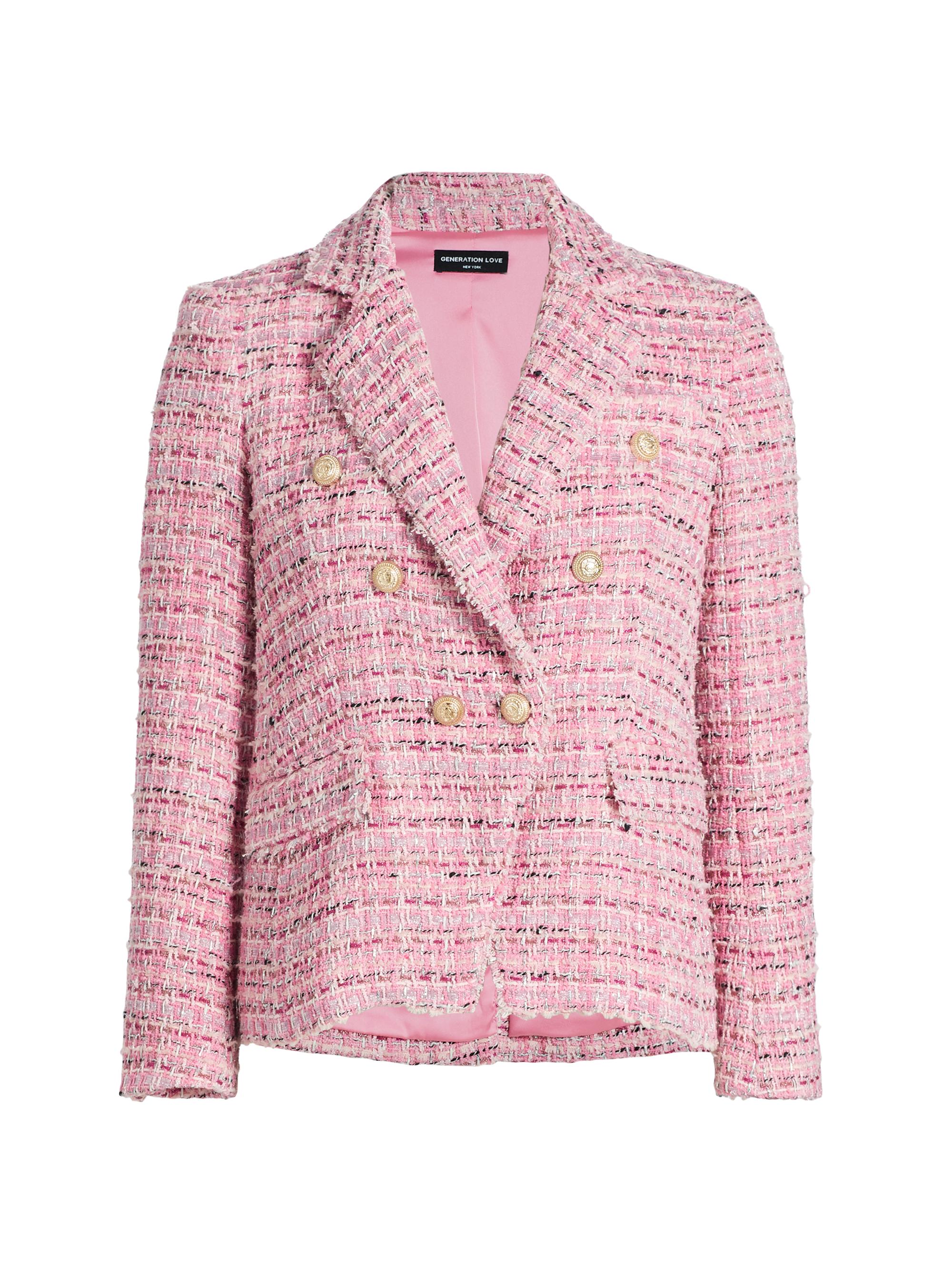 Generation Love Women's Eliza Tweed Double-Breasted Blazer - Pink Melange
