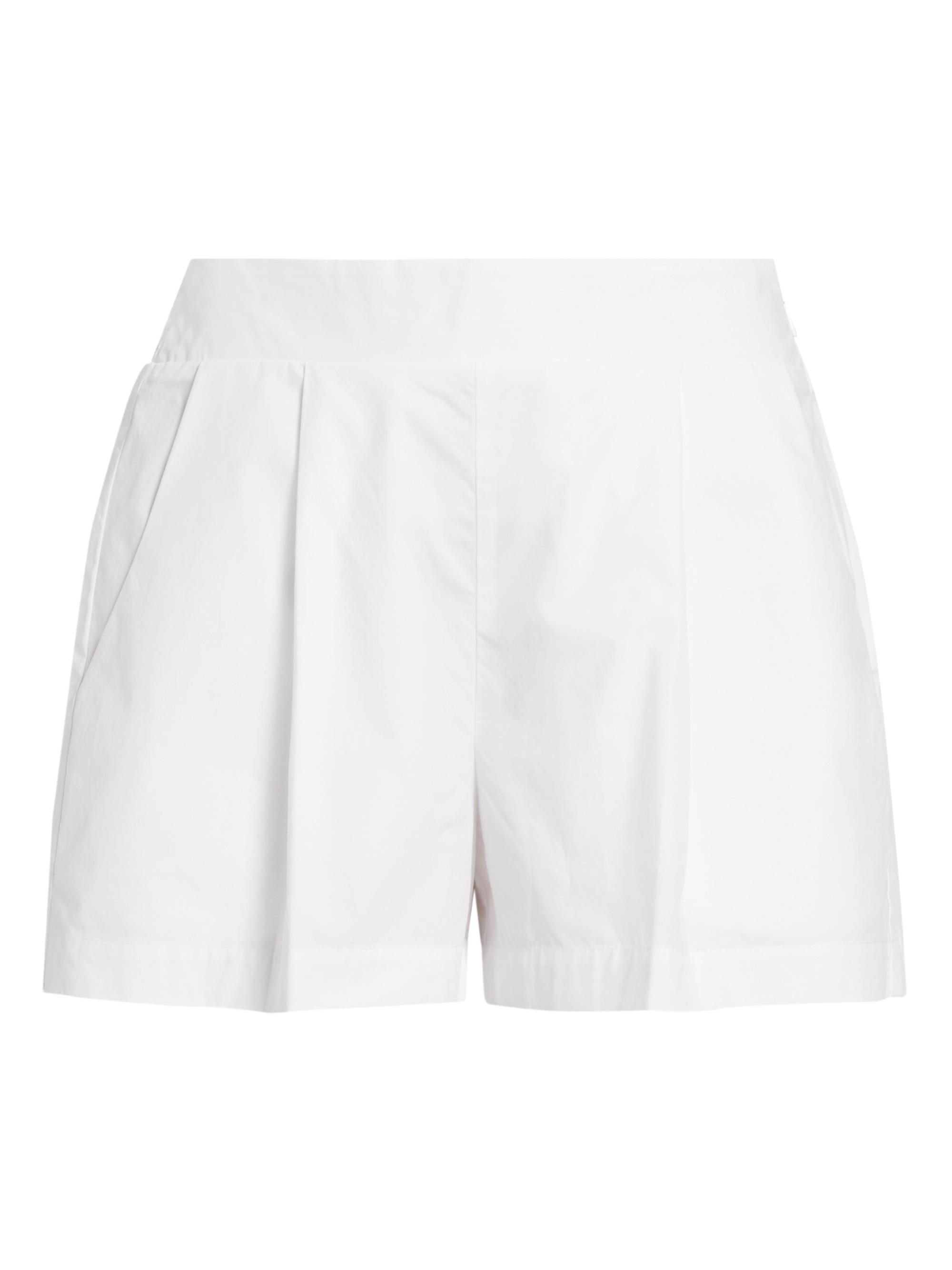susana monaco Women's Pleated Cotton Poplin Pull-On Shorts - Sugar