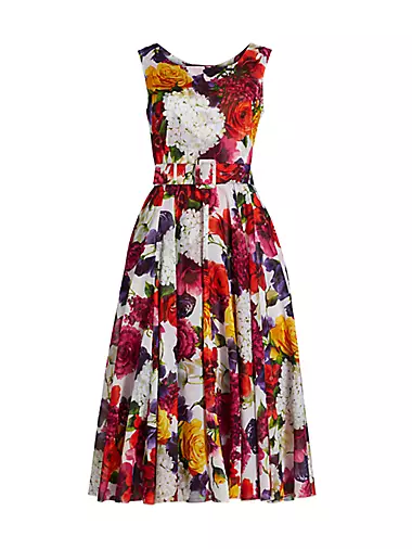 Zinnia Floral Belted Fit & Flare Midi-Dress