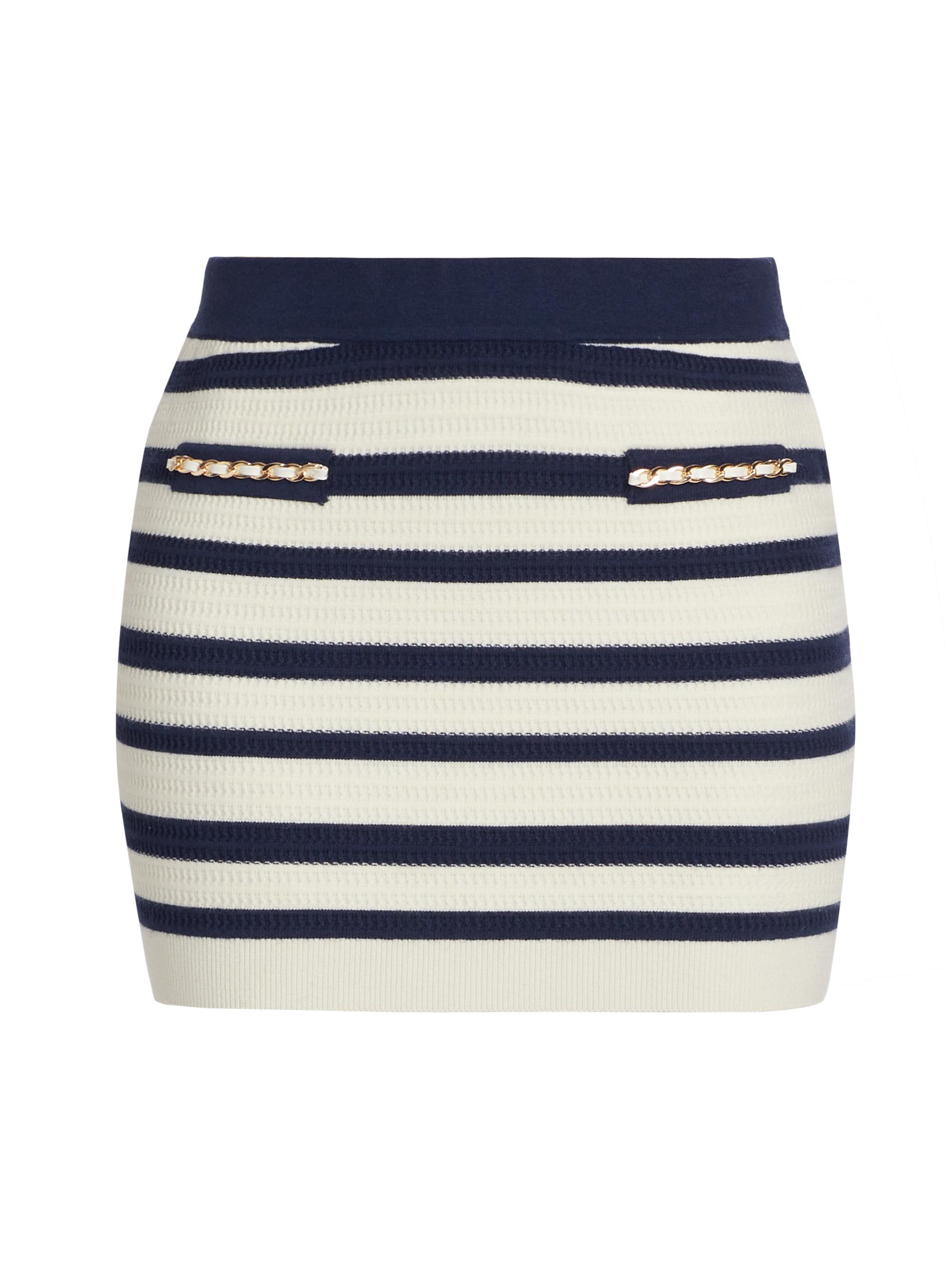 Generation Love Women's Emmy Striped & Chain-Link Miniskirt - Cream Navy