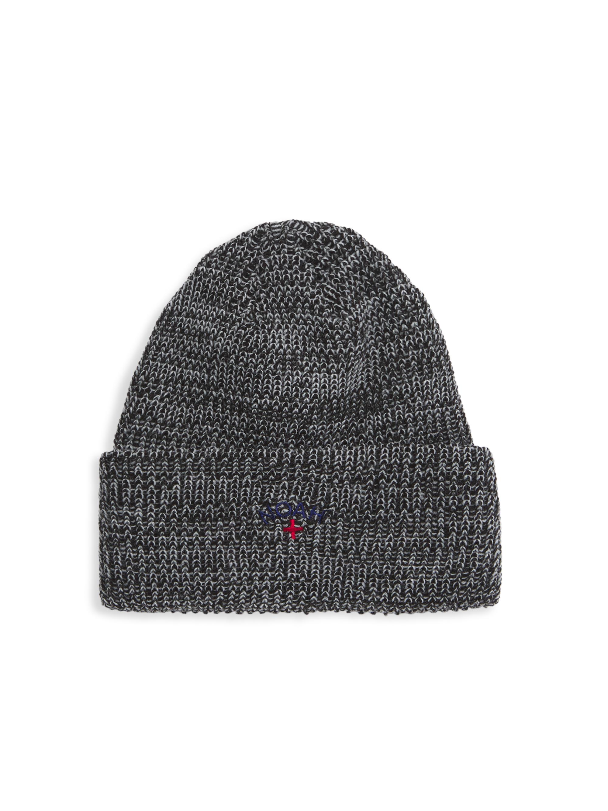 Noah Men's Unisex Marled Logo Beanie - Grey Black