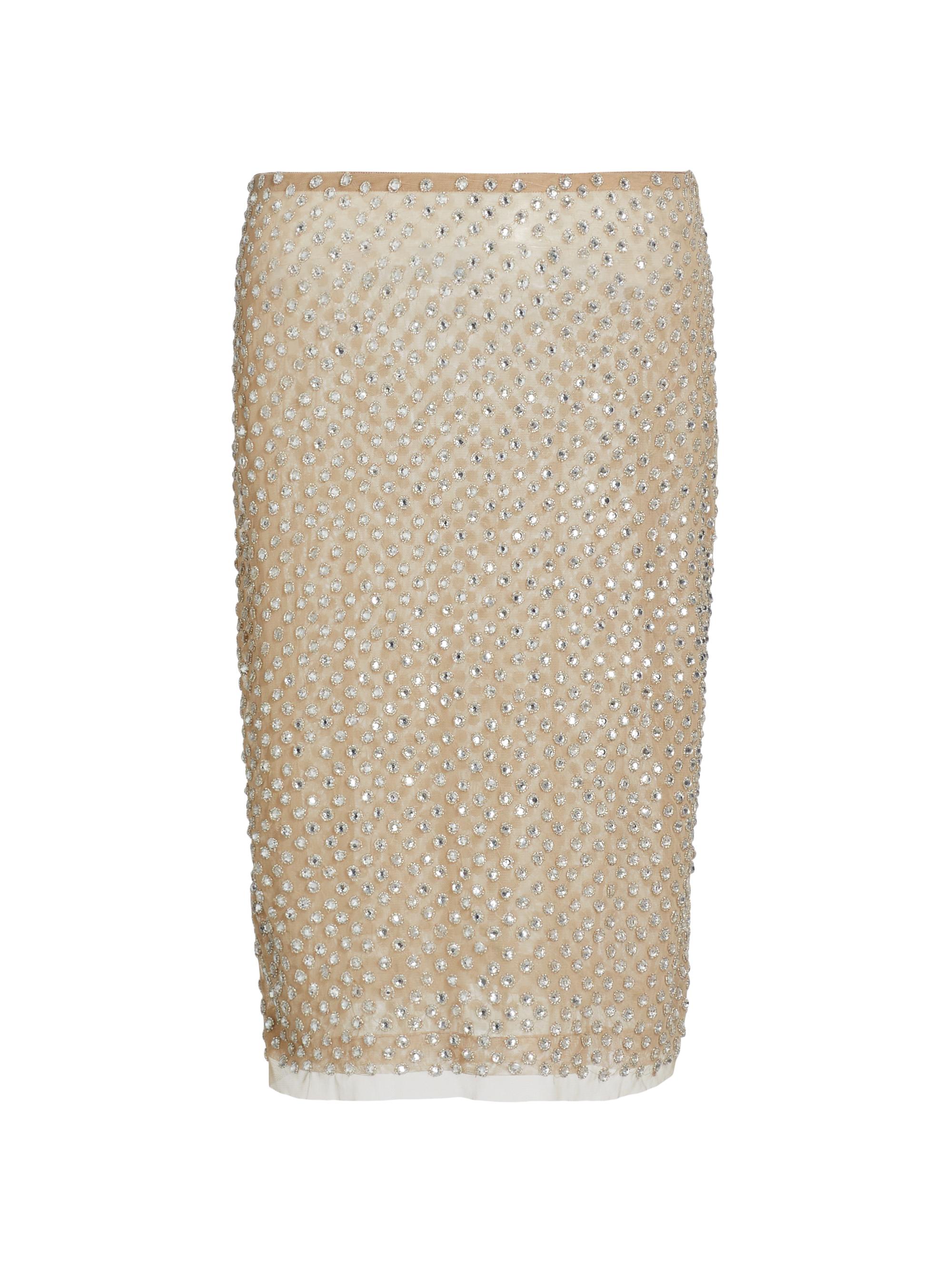 Ronny Kobo Women's Logan Crystal-Embellished Midi-Skirt - Tan
