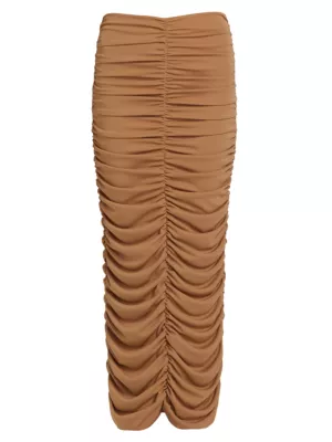 Ronny Kobo Women's Roma Ruched Maxi Skirt - Tan