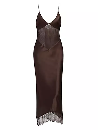 Drew Silk Lace-Panel Maxi Dress