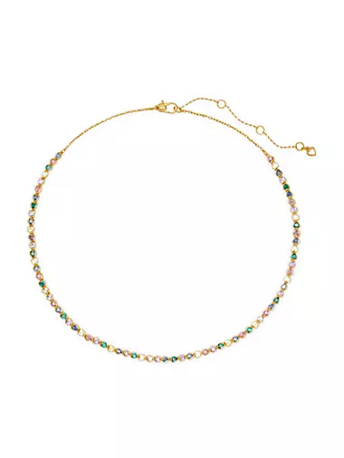 Goldtone & Cubic Zirconia Heart Tennis Necklace
