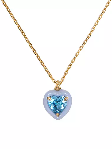 Goldtone, Cubic Zirconia & Enamel Heart Pendant Necklace