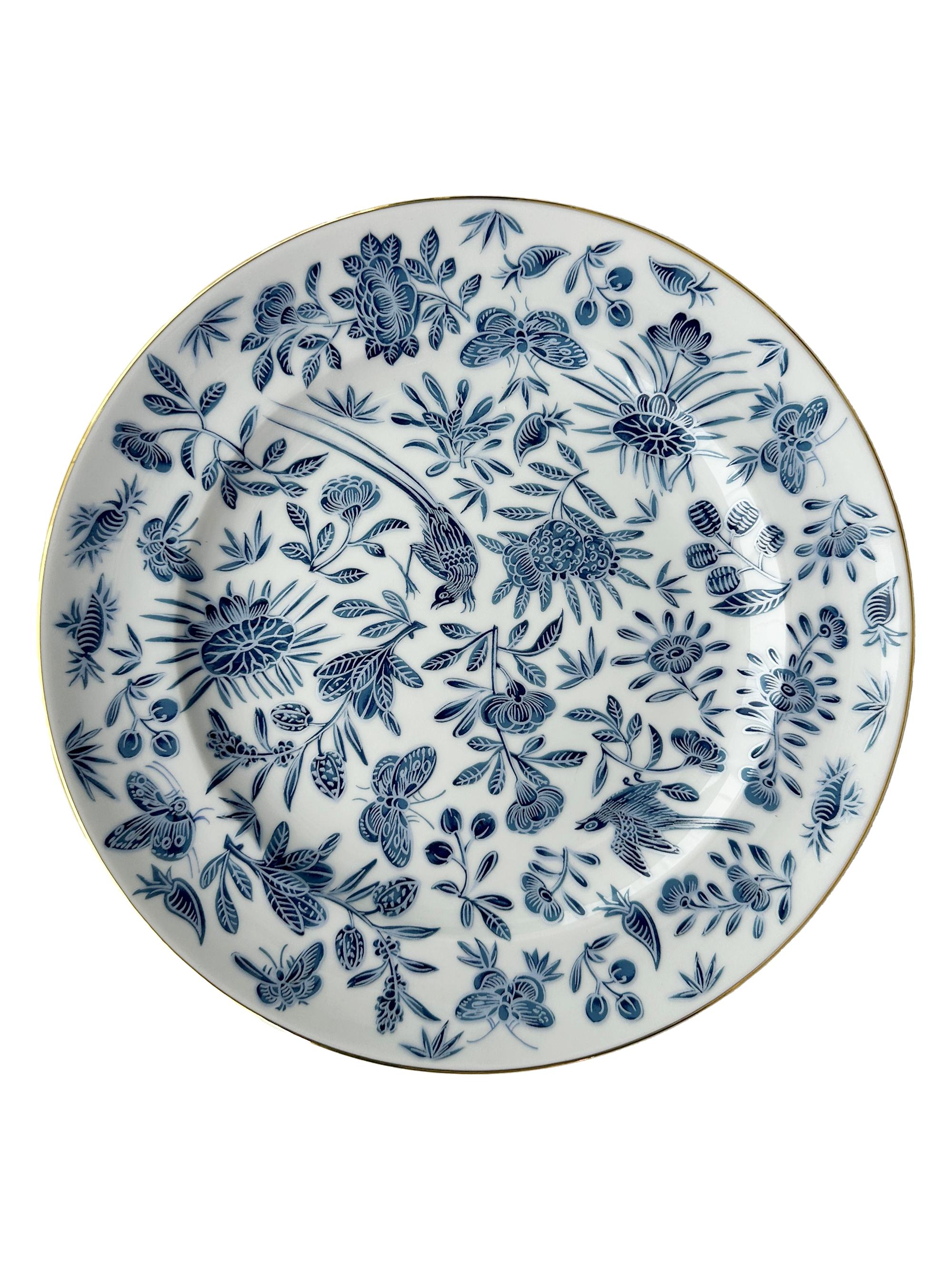 Mottahedeh Sacred Bird & Butterfly Porcelain Dessert Plate