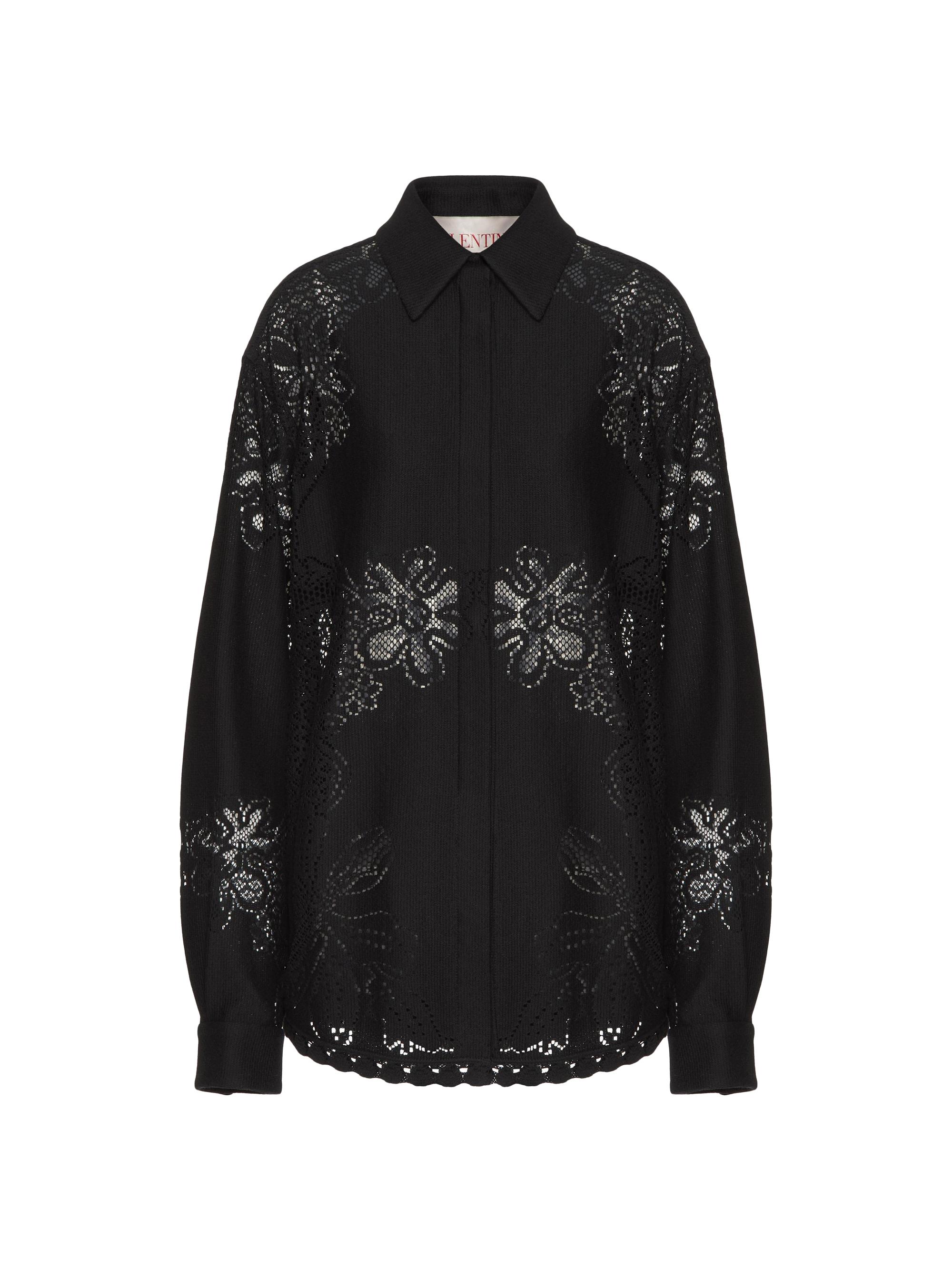 Valentino Garavani Women's Overshirt in Valentino Cotton Guipure Jardin Plat - Black