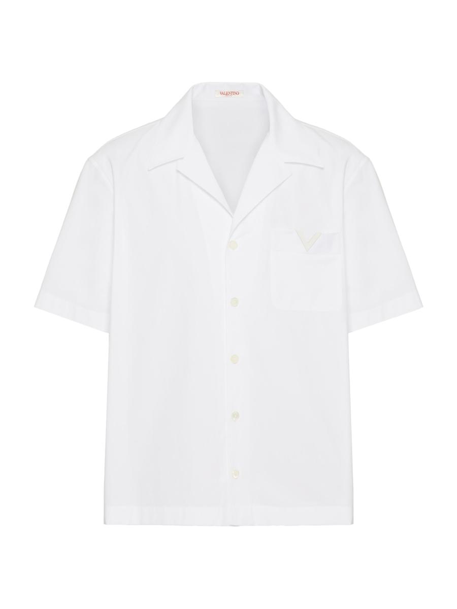 【関税込み】VALENTINO GARAVANI BOWLING SHIRT IN COTTON POPLI Valentino Garavani Cotton Poplin Bowling Shirt with