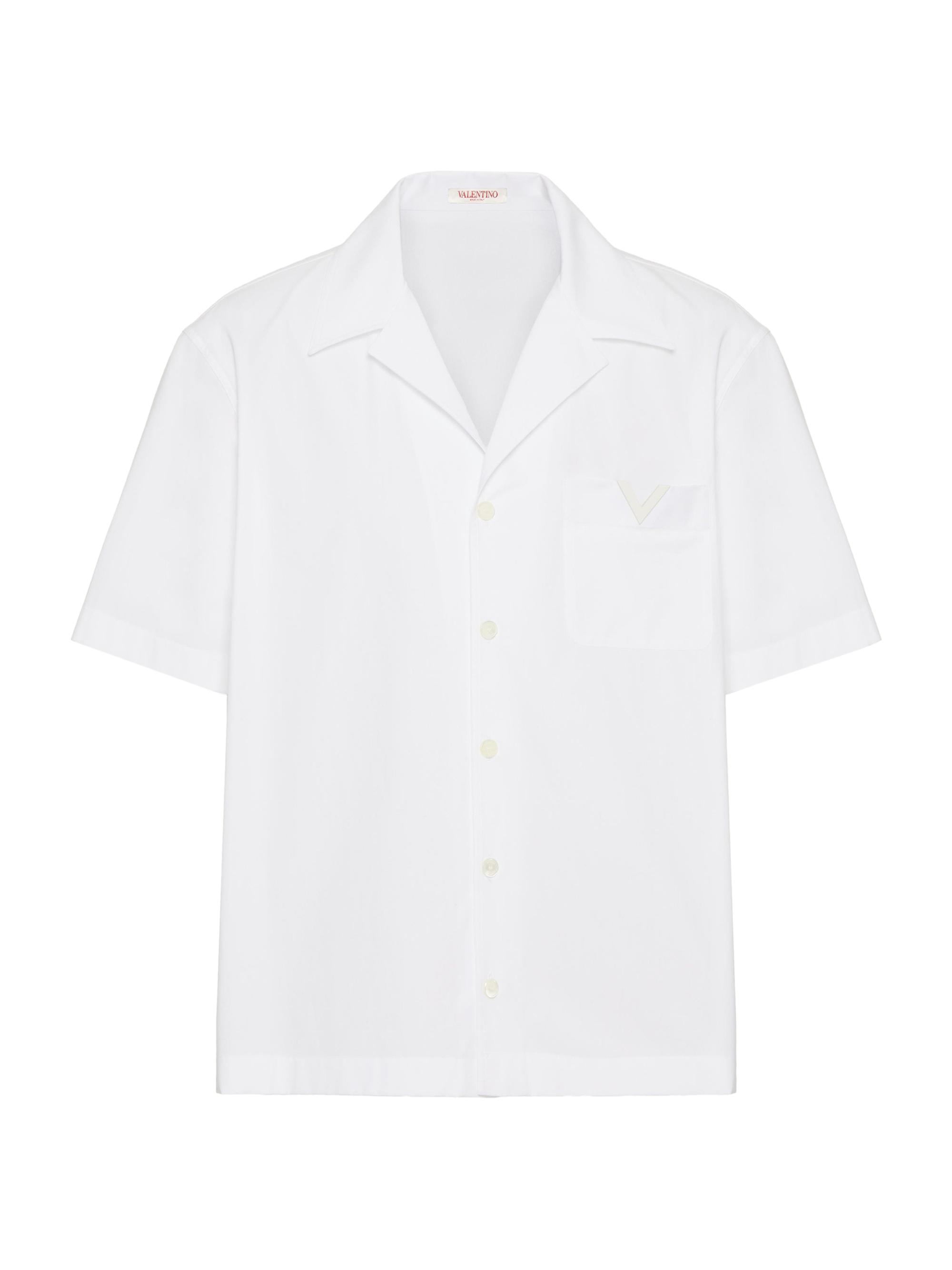 Valentino Garavani Cotton Poplin Bowling Shirt with Rubberized V