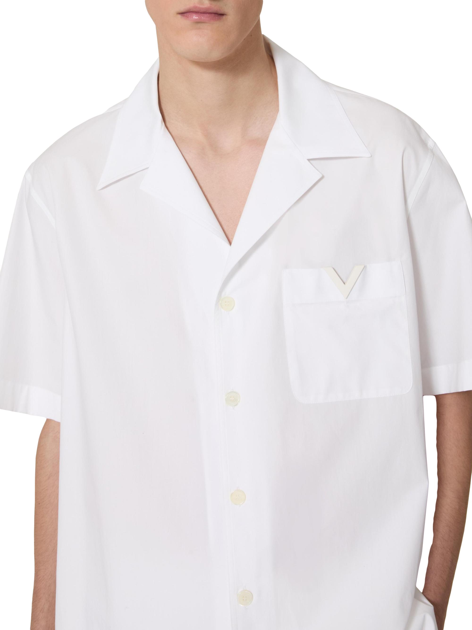 Valentino Garavani Cotton Poplin Bowling Shirt with Rubberized V