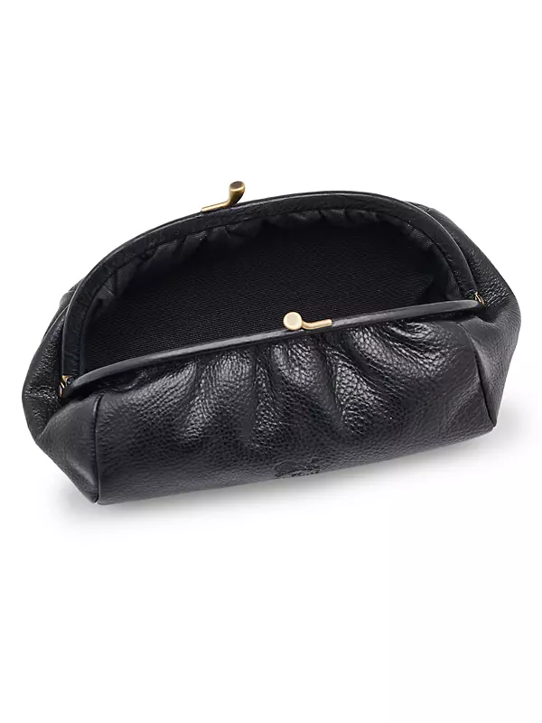 Shop Il Bisonte Classic Logo-Embossed Metallic Leather Clutch 