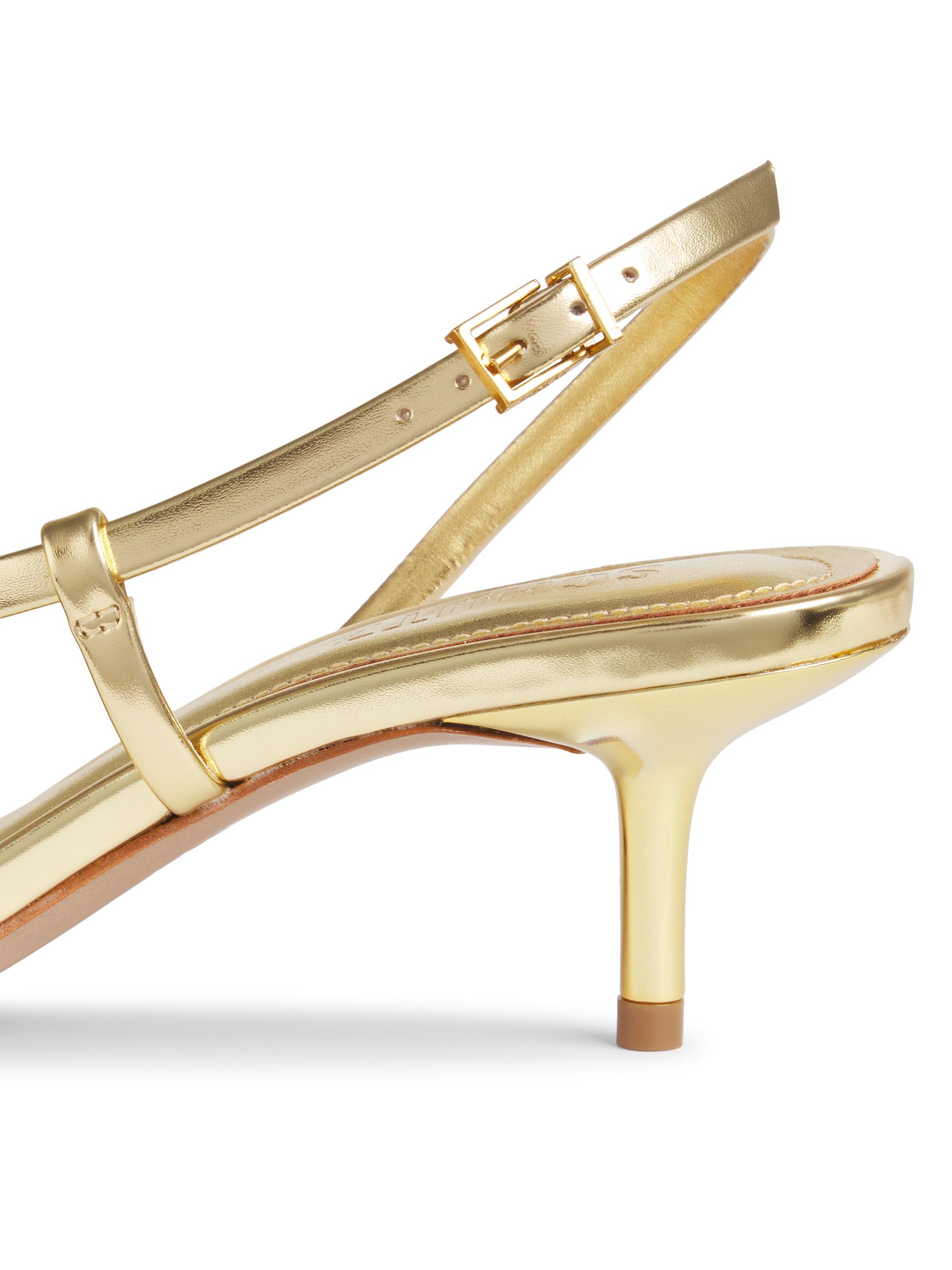 Schutz Heloise 55MM Metallic Leather Slingback Sandals | Saks