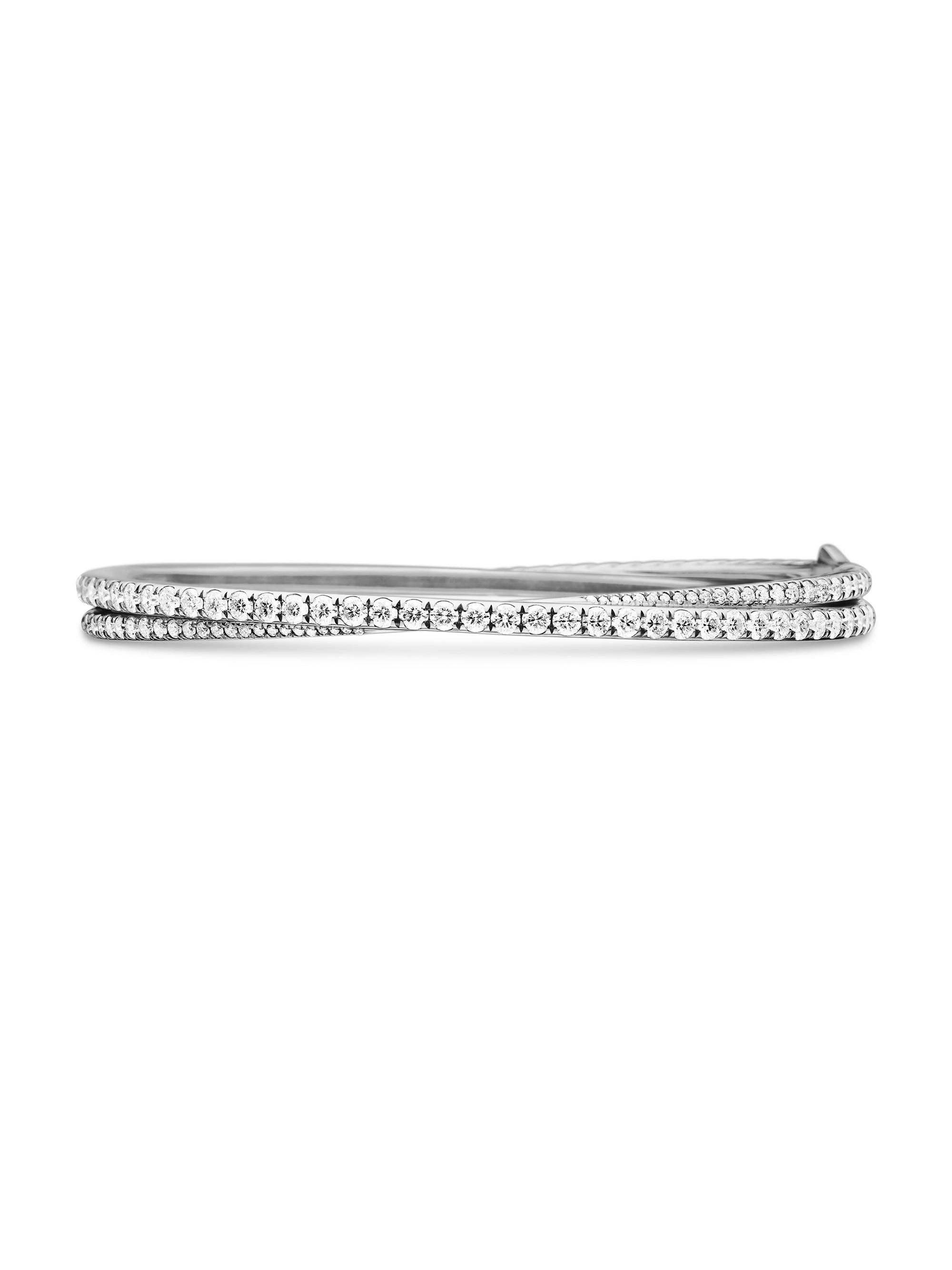 David Yurman Women's Pavé Crossover Two Row Bracelet in 18K White Gold - Diamond