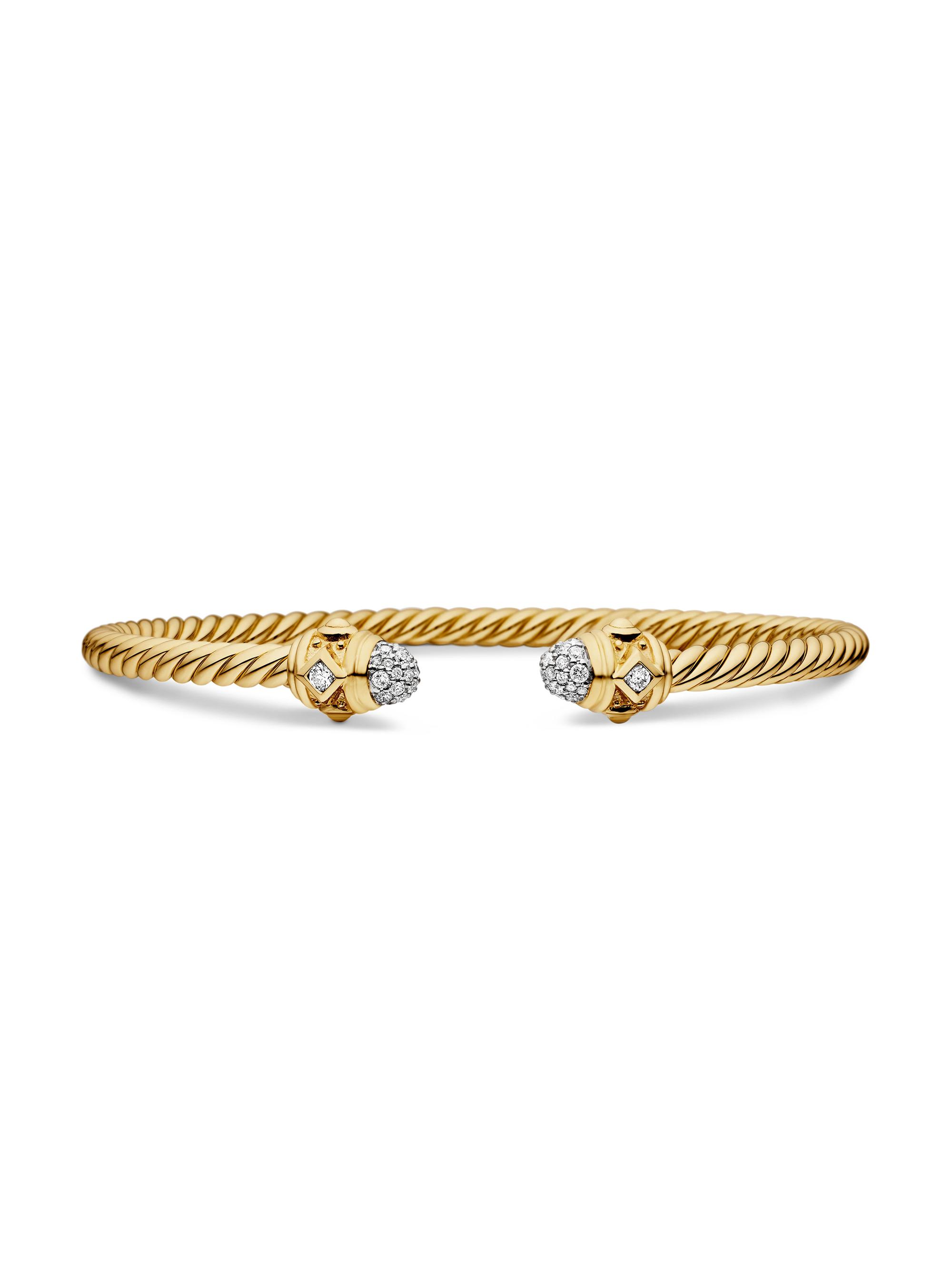 David Yurman Women's Renaissance Cablespira Bracelet in 18K Yellow Gold - Diamond