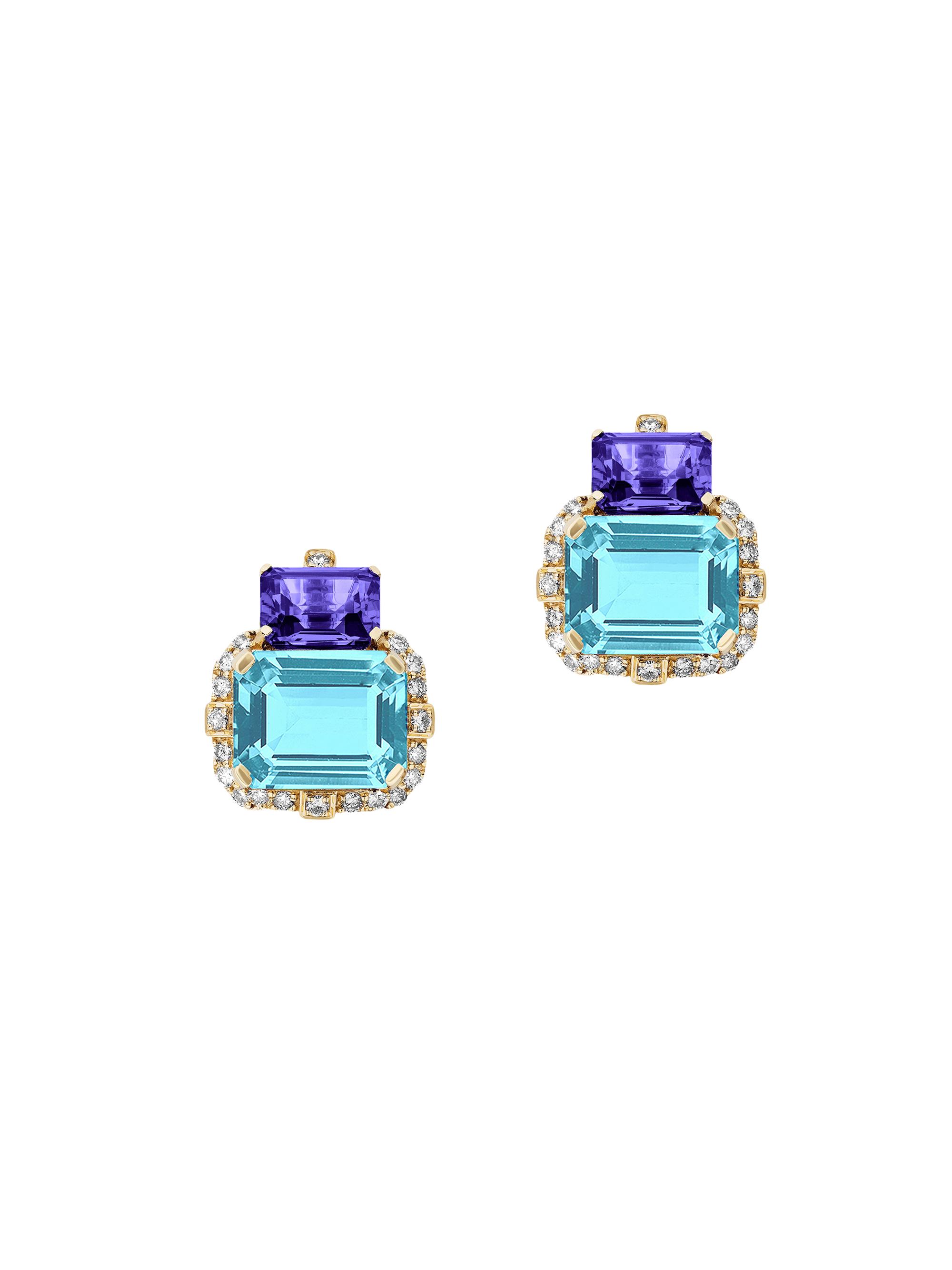 Goshwara Women's Gossip 18K Yellow Gold, 0.42 TCW Diamond & Multi-Stone Stud Earrings - Blue
