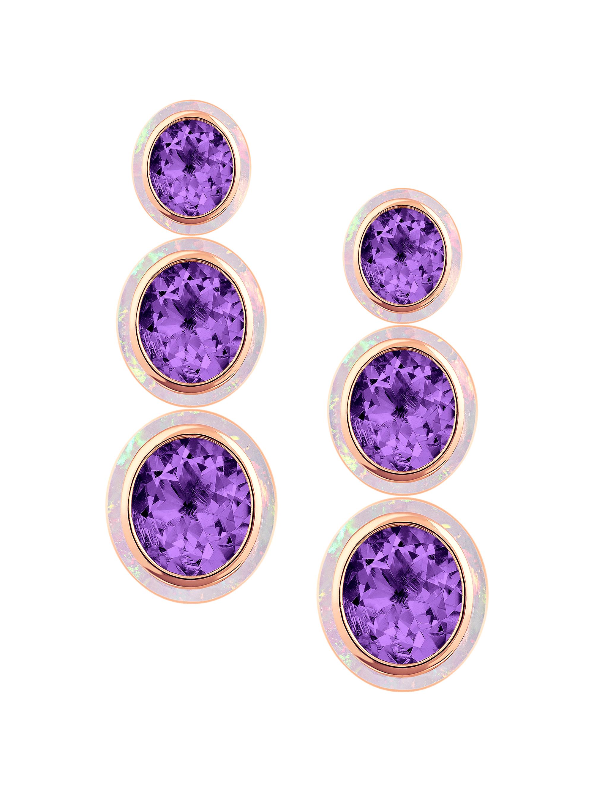 Goshwara Women's Mélange 18K Rose Gold, Amethyst & Pink Opal Triple Drop Earrings - Rose Gold