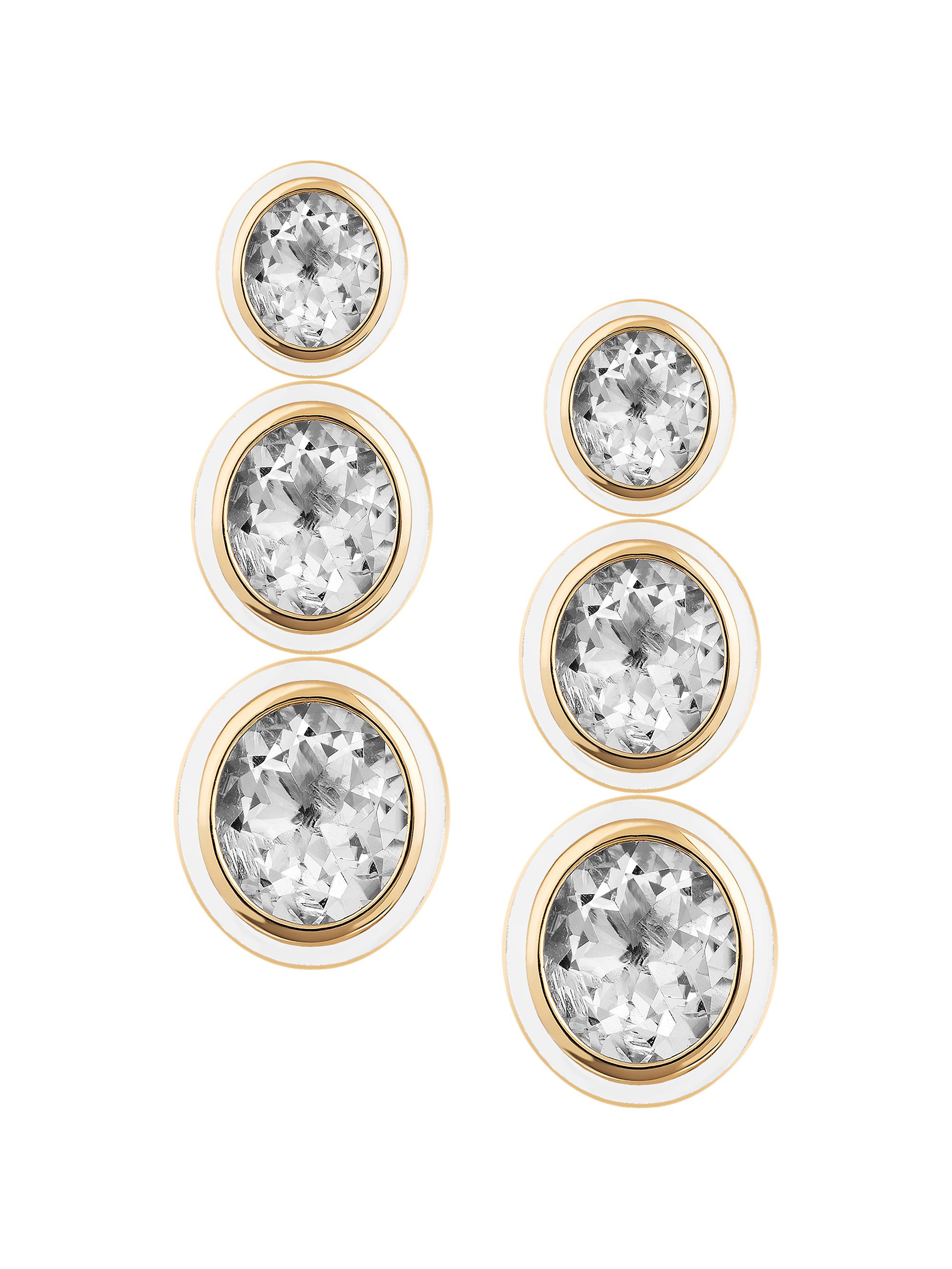 Goshwara Women's Mélange 18K Yellow Gold, Rock Crystal & White Agate Triple Drop Earrings - Yellow Gold