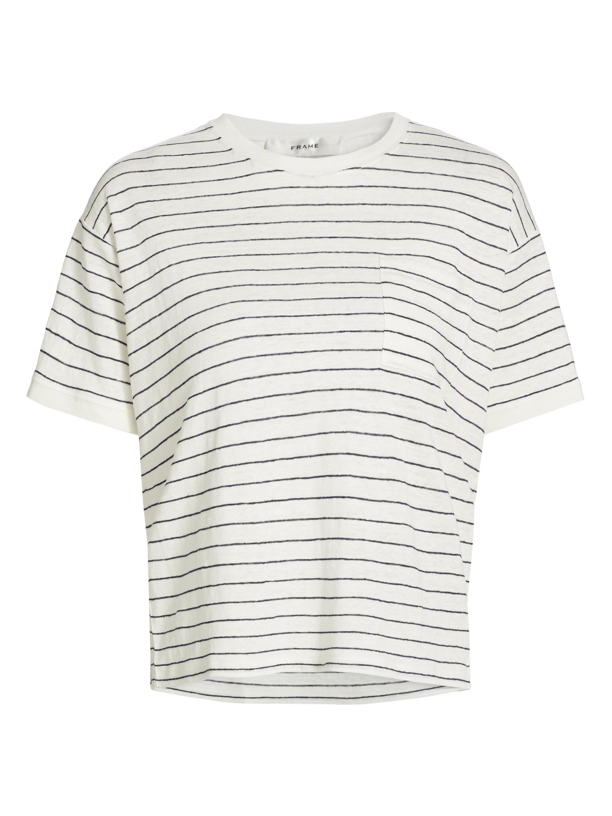 Frame Women's Striped Pocket Crewneck T-Shirt - Navy Multi