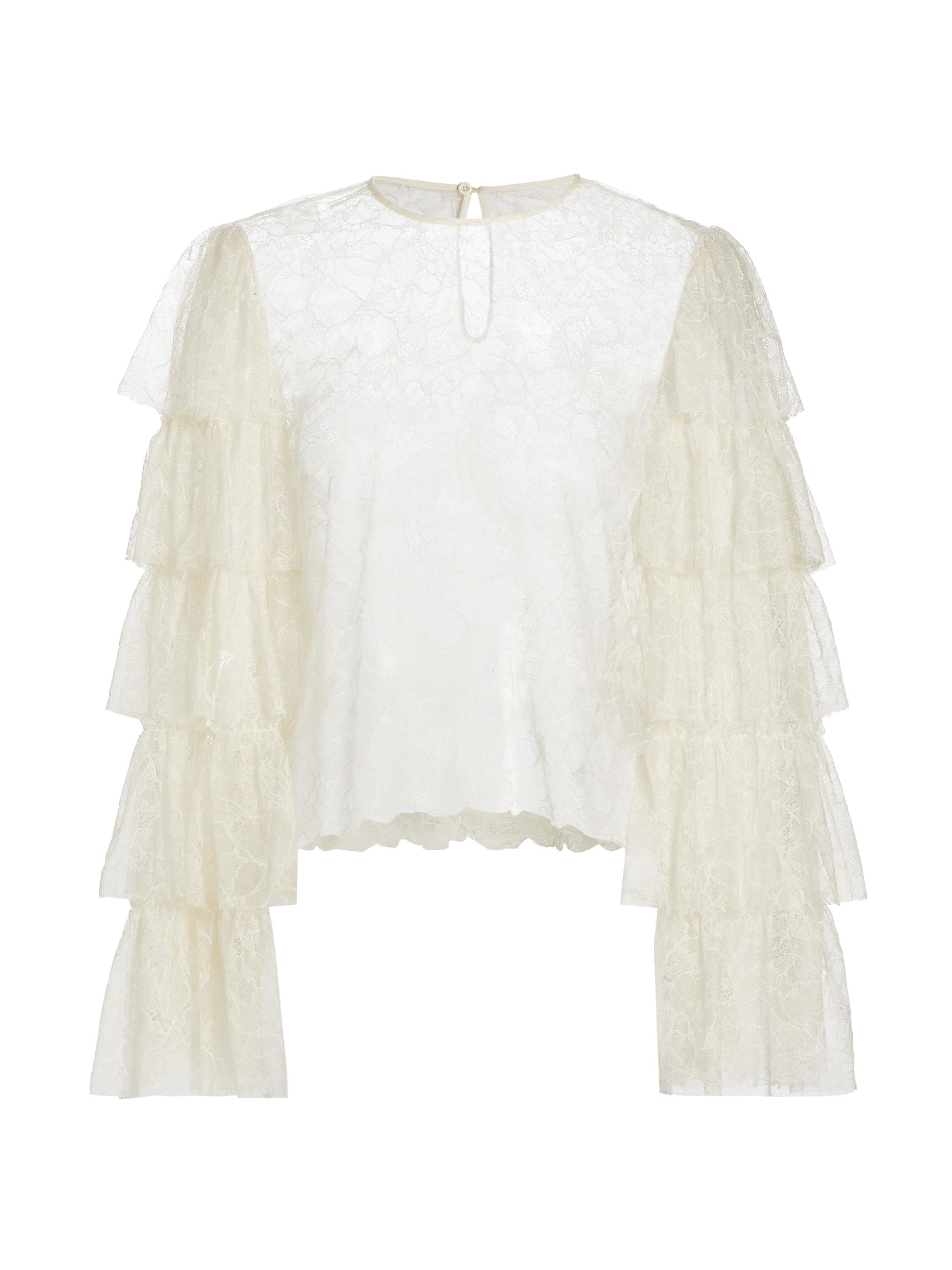 トップス ANNE  ruffle lace silk blouse cream 0400020797449_CREAM?wid=830&