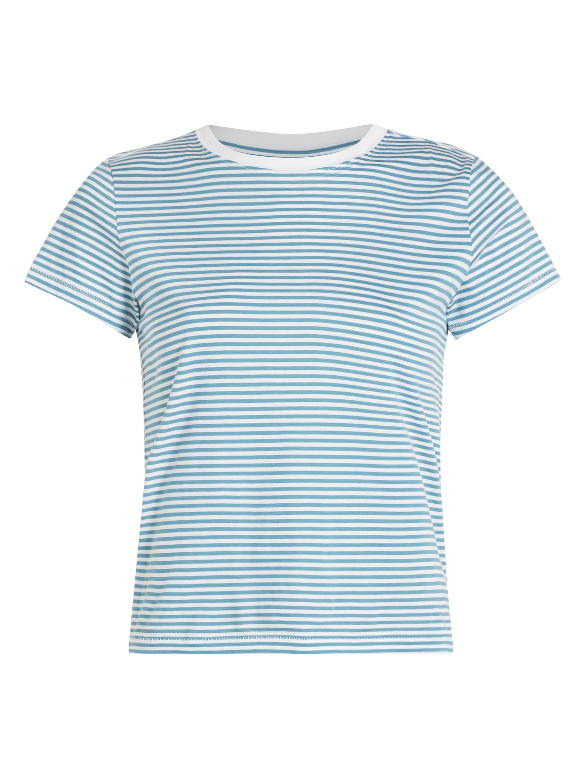 Frame Women's Striped Cotton T-Shirt - Sky Blue Multi