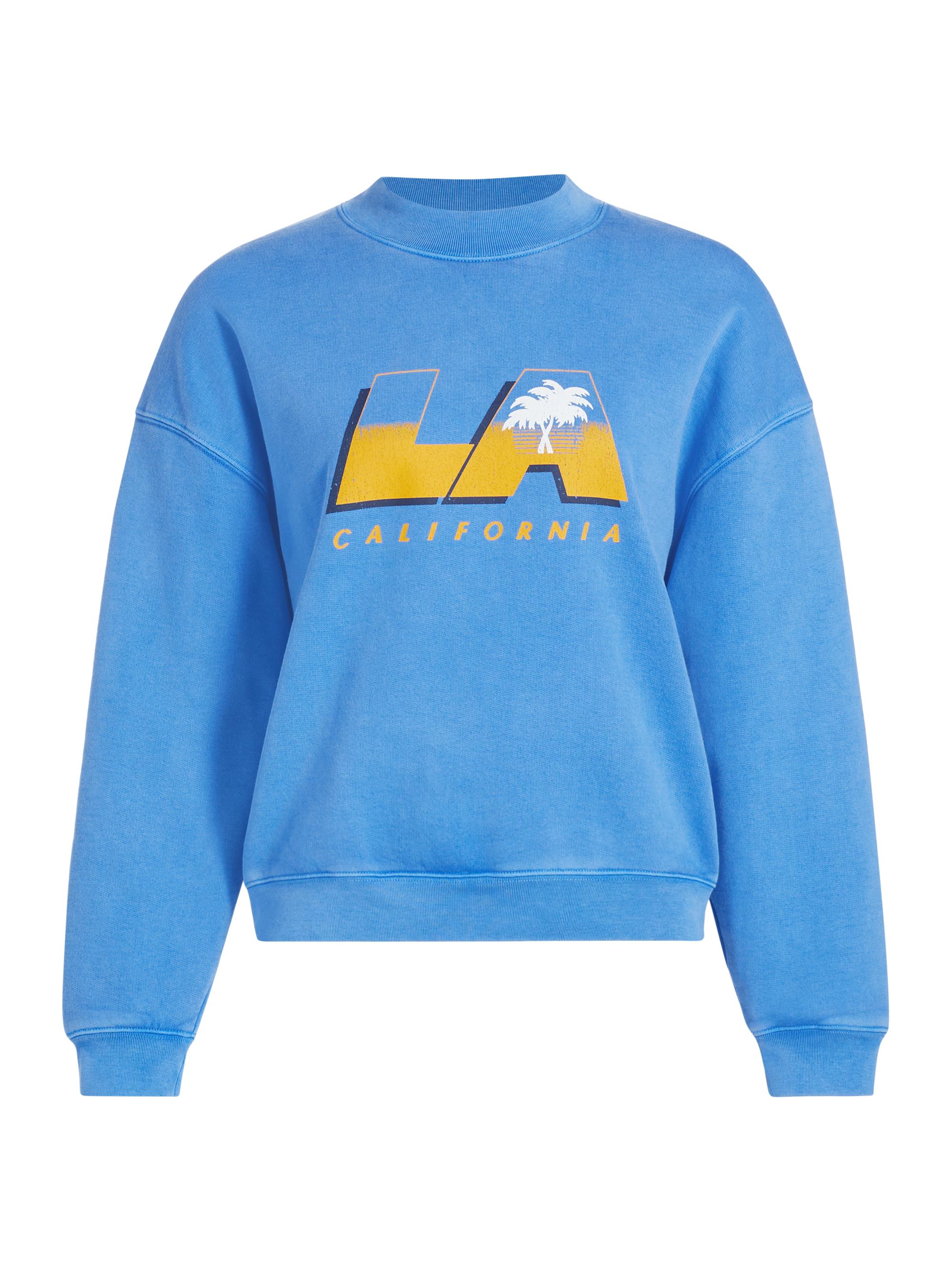Frame Women's Vintage Los Angeles Cotton-Blend Sweatshirt - Washed Bright Blue