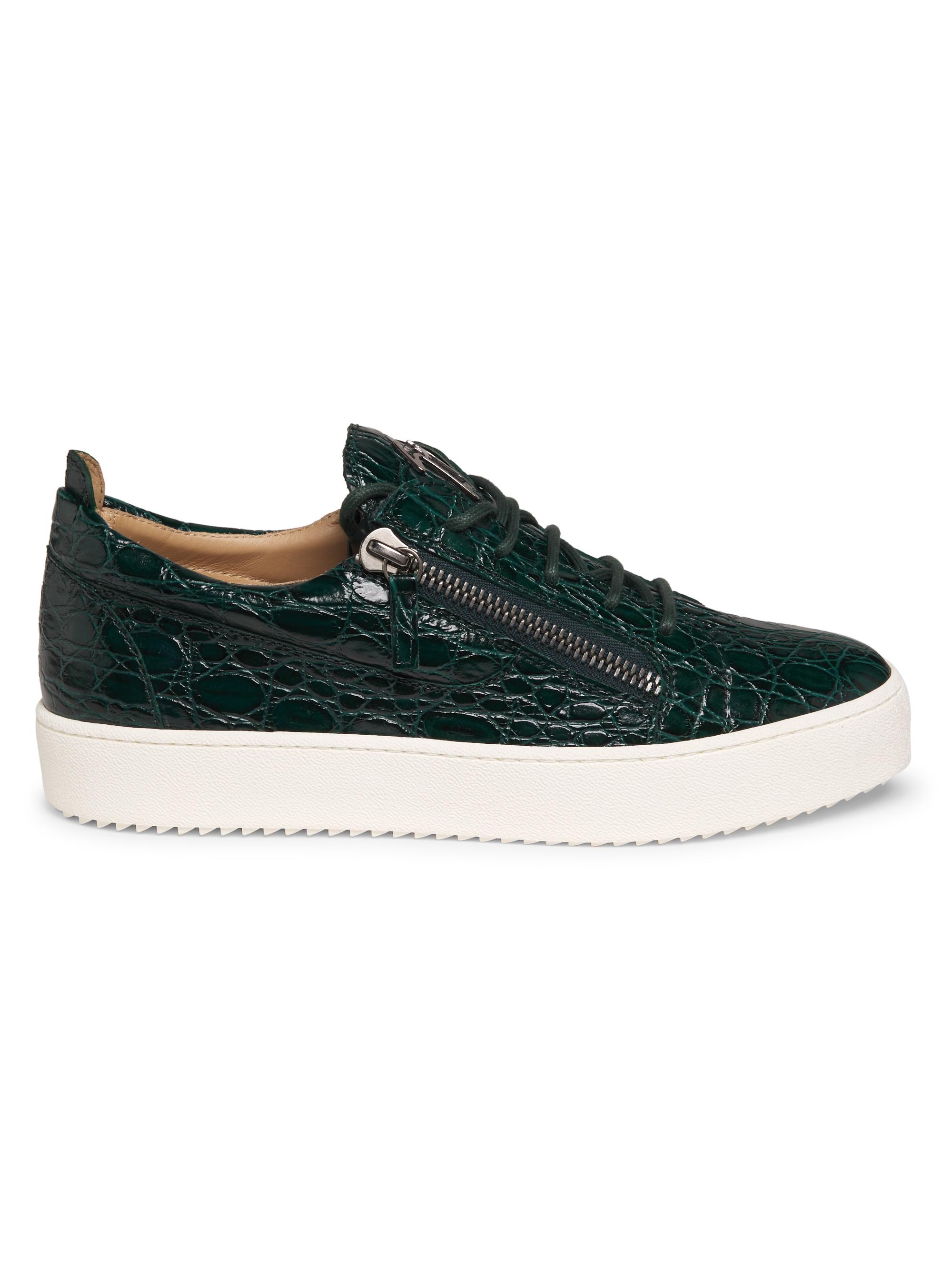 Giuseppe Zanotti Men's Embossed-Leather Sneakers - Pavone
