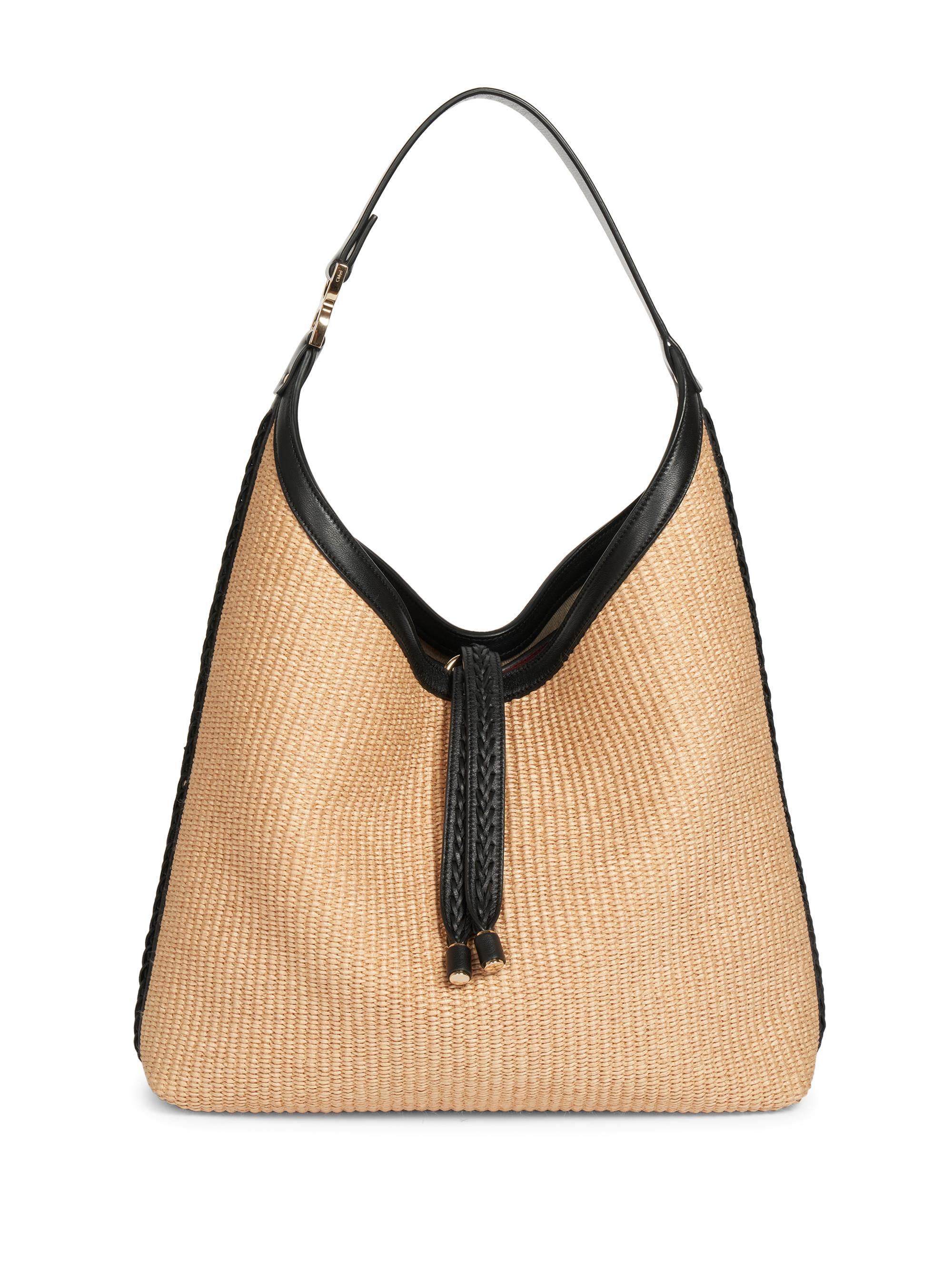 Chloé Women's Raffia & Leather Marcie Hobo Bag - Hot Sand