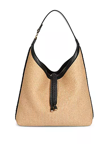 Raffia & Leather Marcie Hobo Bag