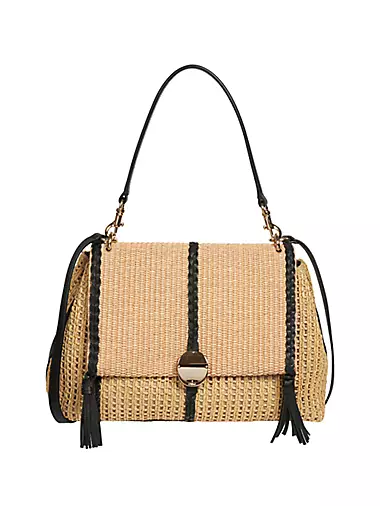 Medium Penelope Raffia & Leather Shoulder Bag