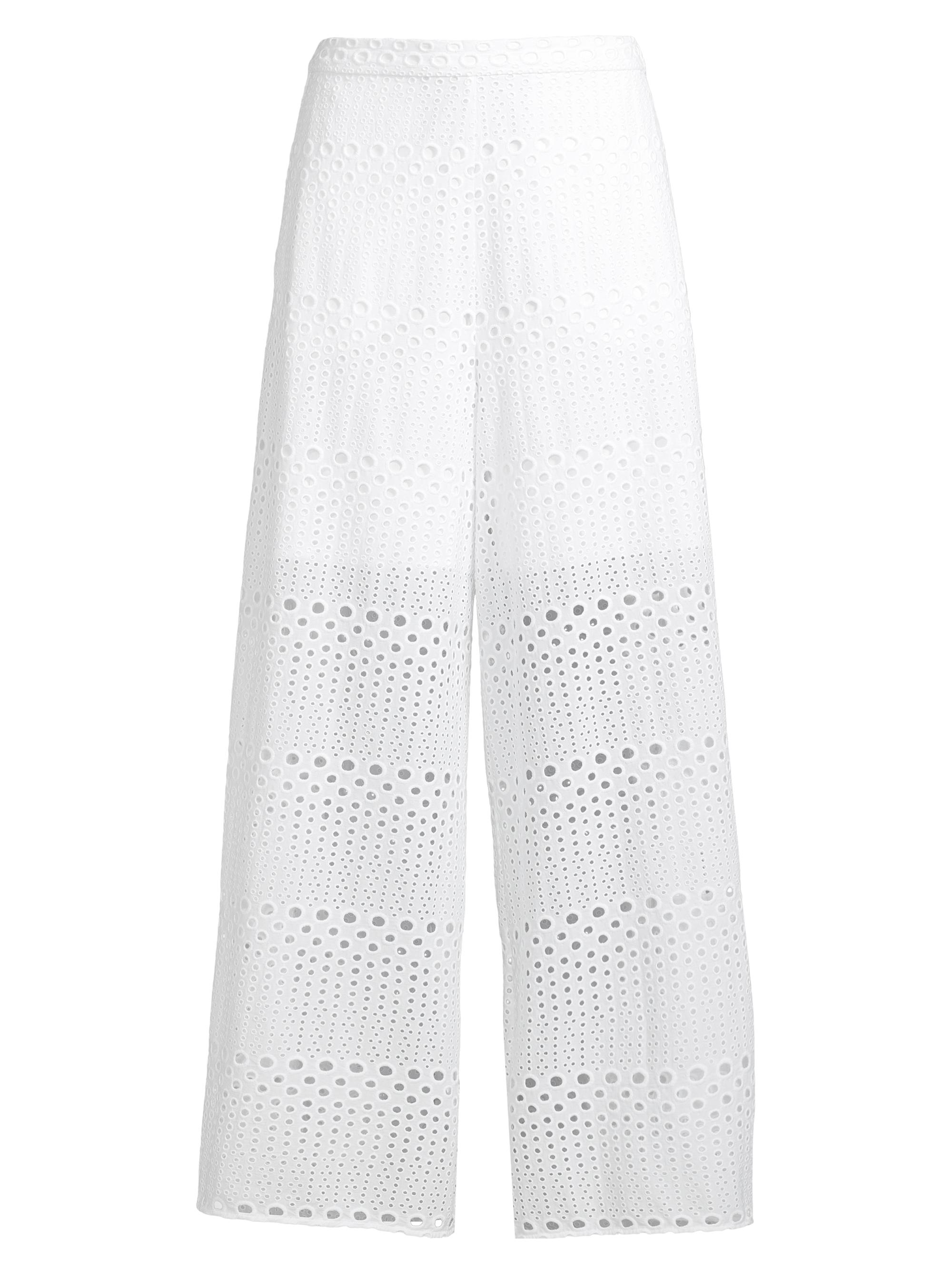 Natori Women's Cotton Eyelet Wide-Leg Pants - White