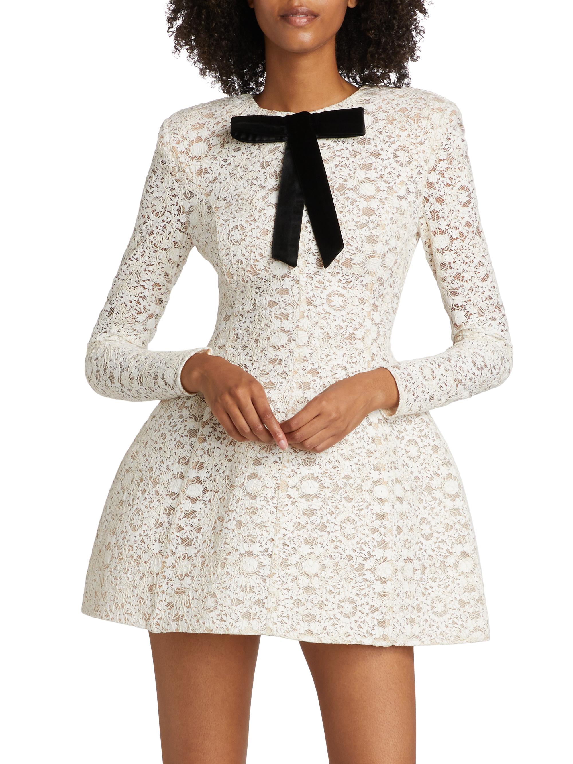 Bronx Banco Courtney Blanc Lace Bow Minidress | Saks Fifth Avenue
