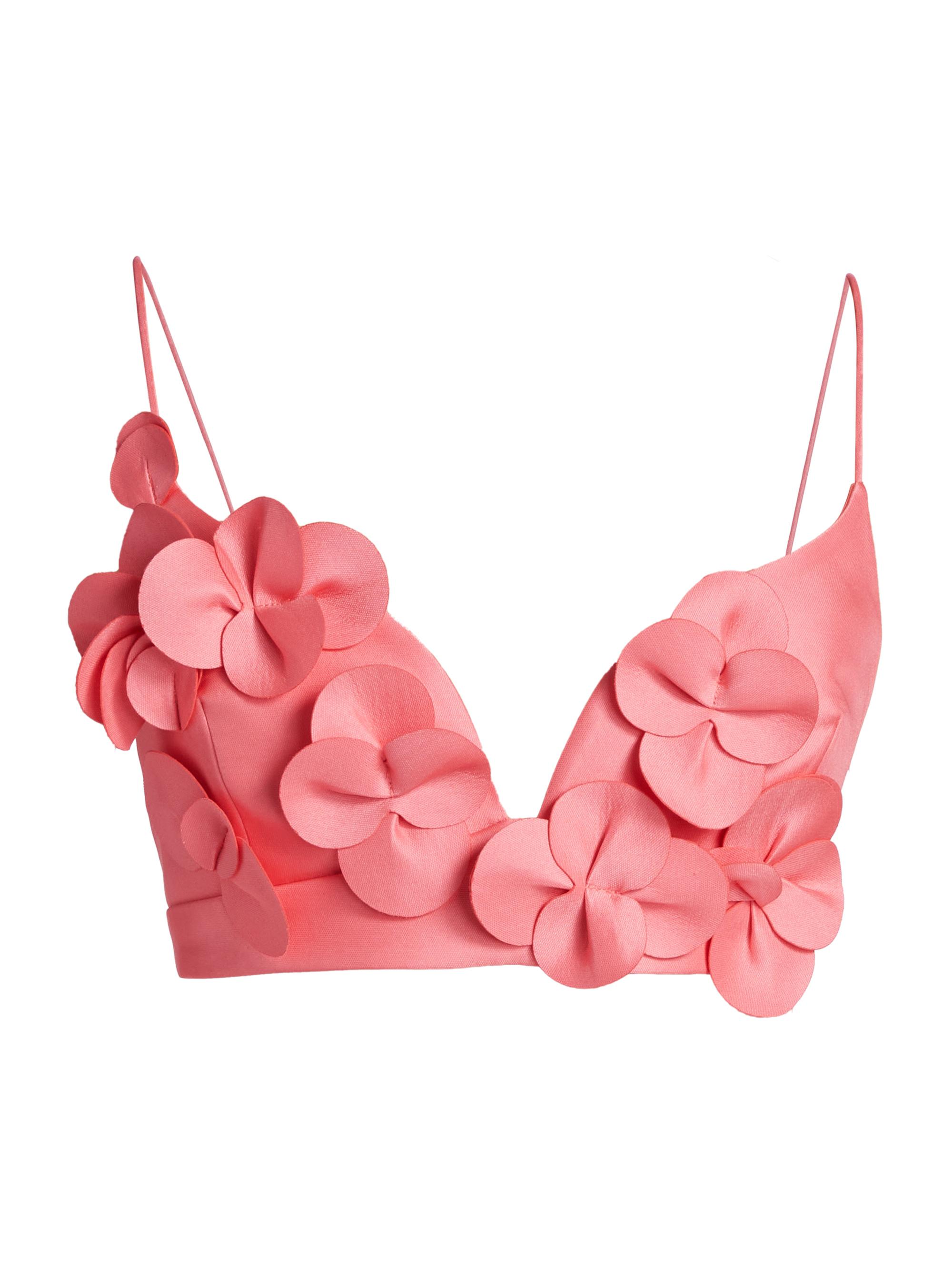 Acler Women's Isla Floral Appliqué Crop Top - Pink Rose