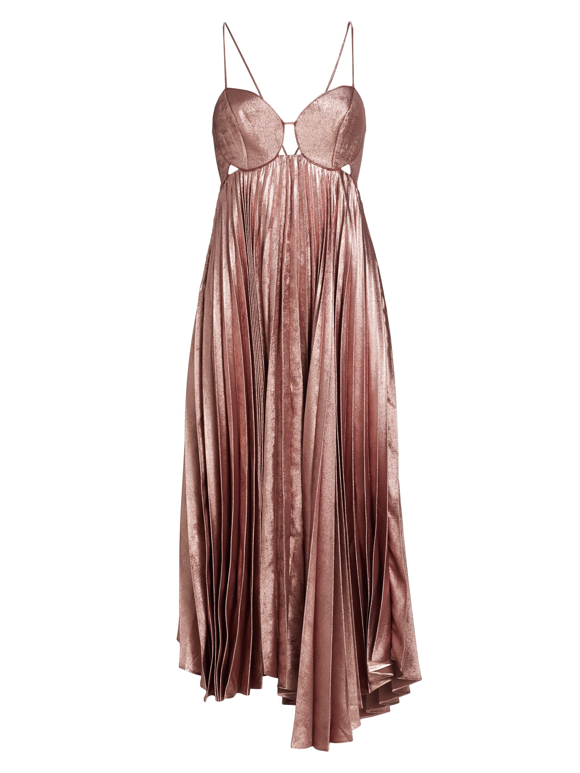 Acler Women's Willcocks Metallic Pleated Midi-Dress - Metallic Pink