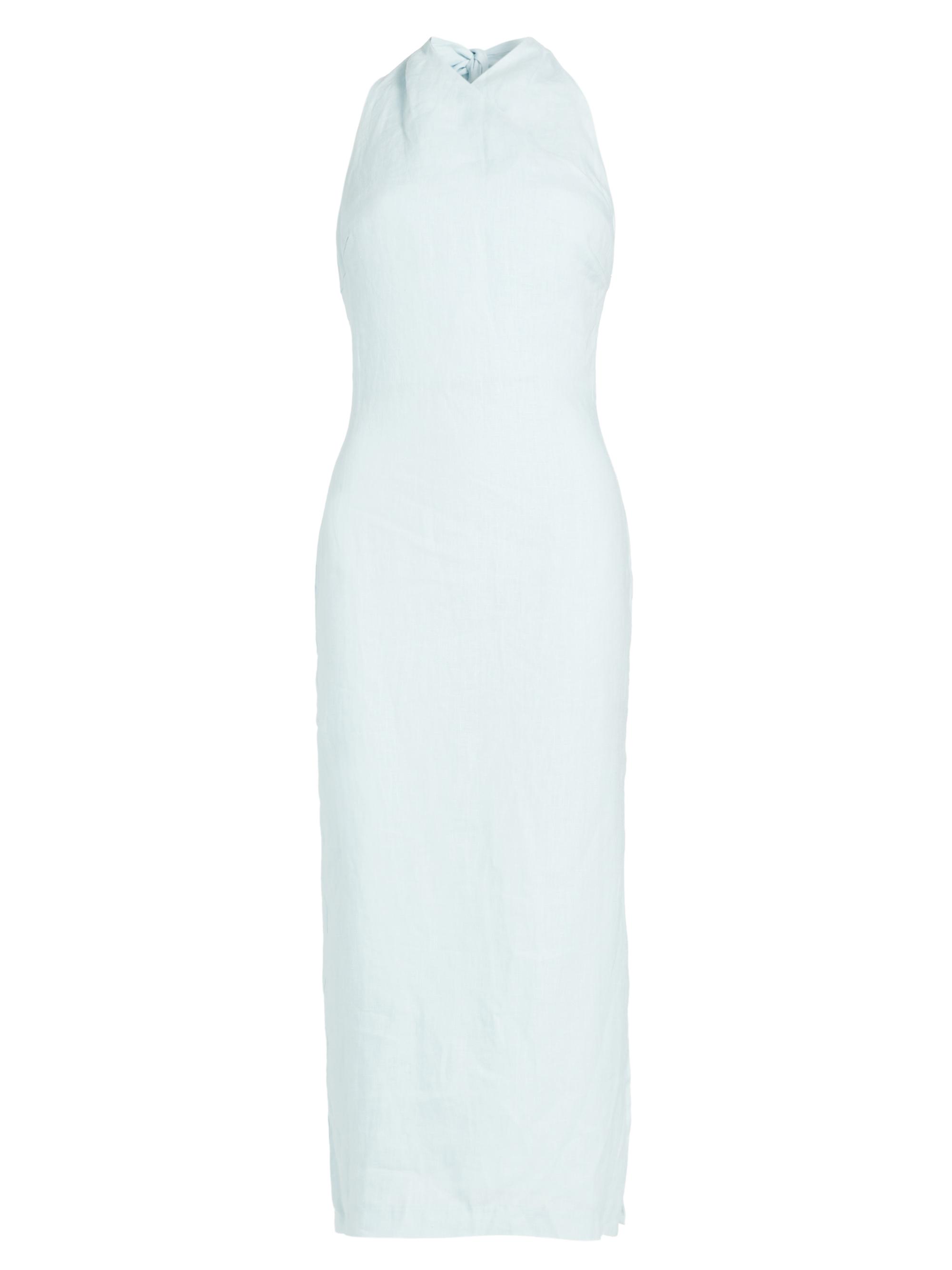SIR. Women's Iris Linen Halterneck Midi-Dress - Light Blue