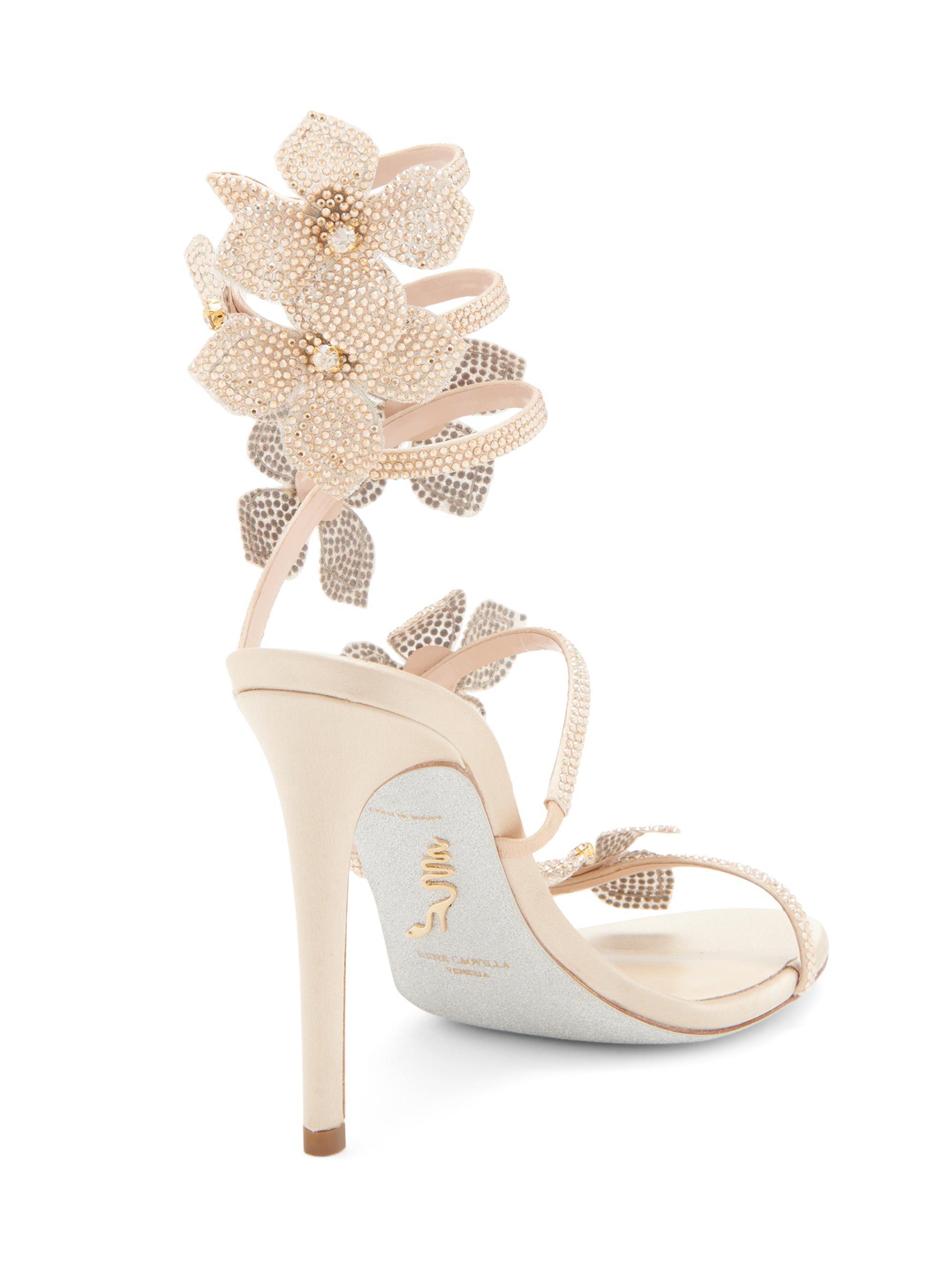 Rene Caovilla 100MM Satin Floral High-Heel Sandals | Saks Fifth Avenue